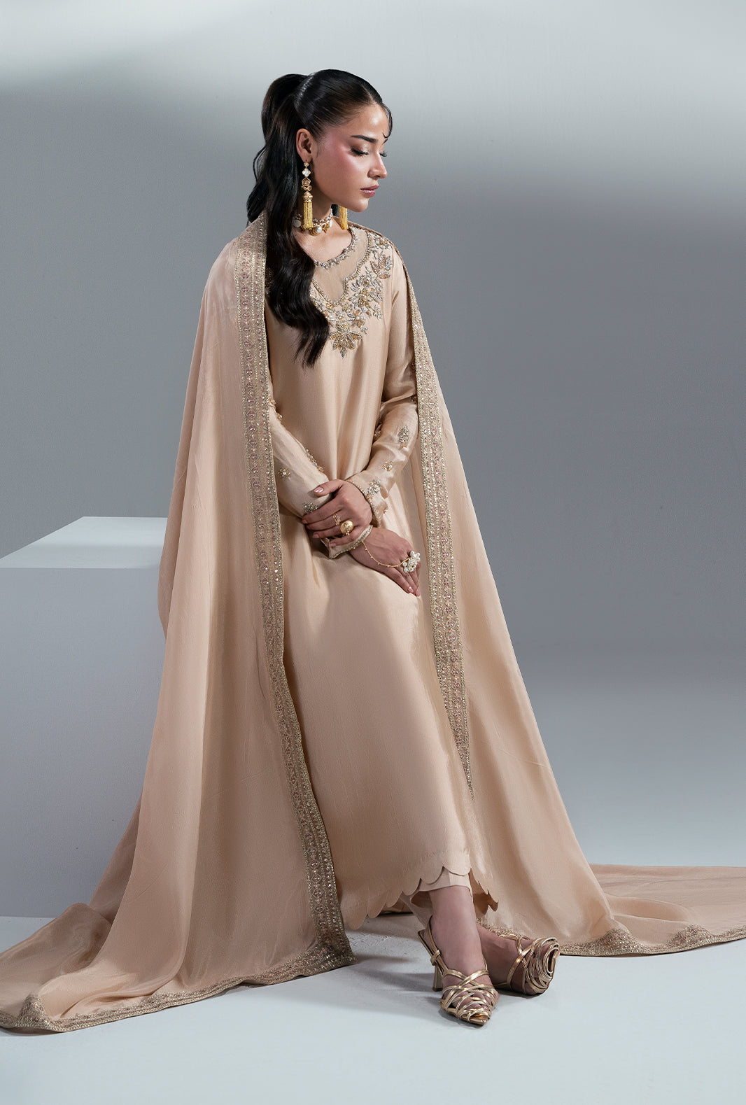 Amber Glow Silk Pakistani Formal Dresses - AJR Couture - 5