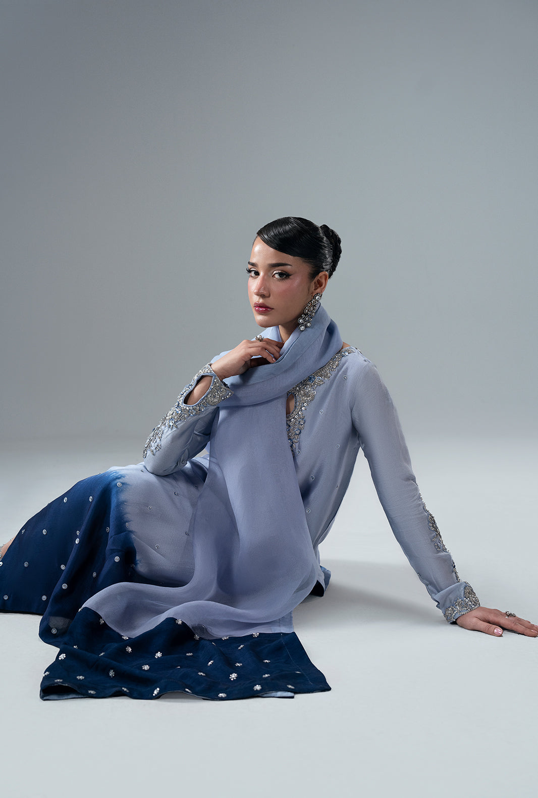Sapphire Organza Pakistani Formal Dresses - AJR Couture - 11