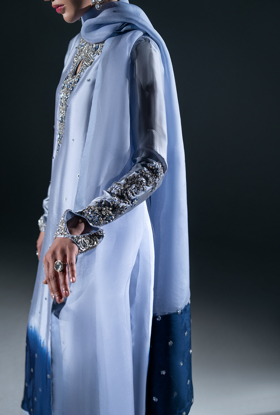 Sapphire Organza Pakistani Formal Dresses - AJR Couture - 8