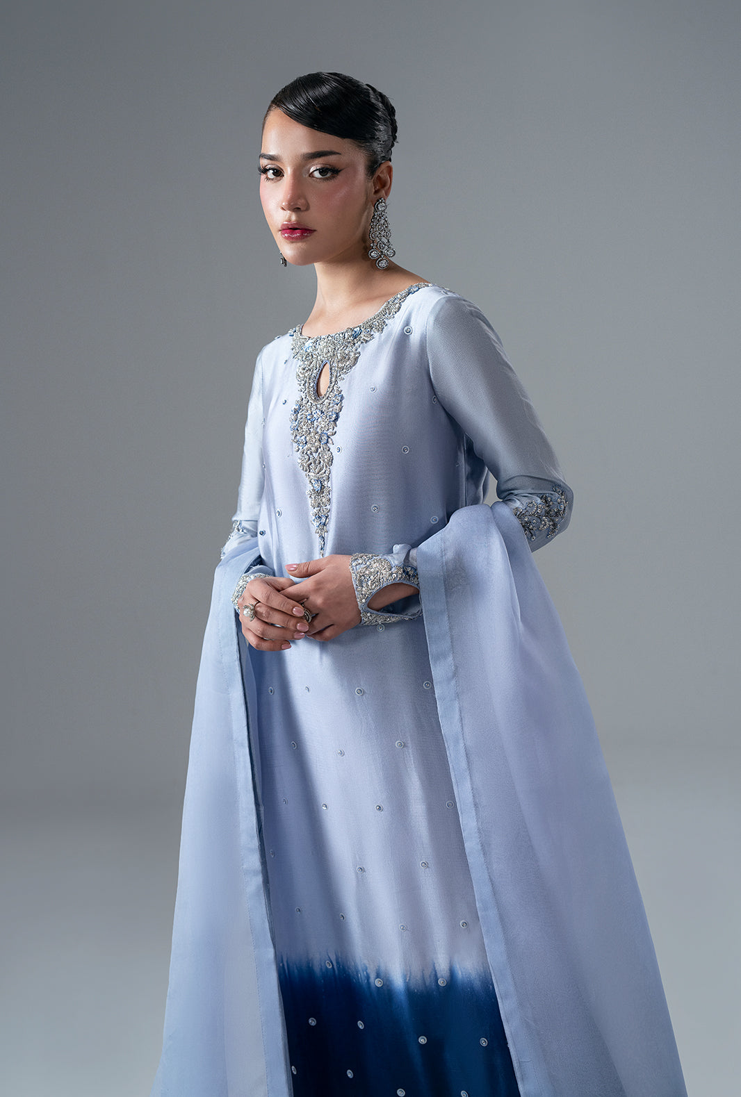 Sapphire Organza Pakistani Formal Dresses - AJR Couture - 2