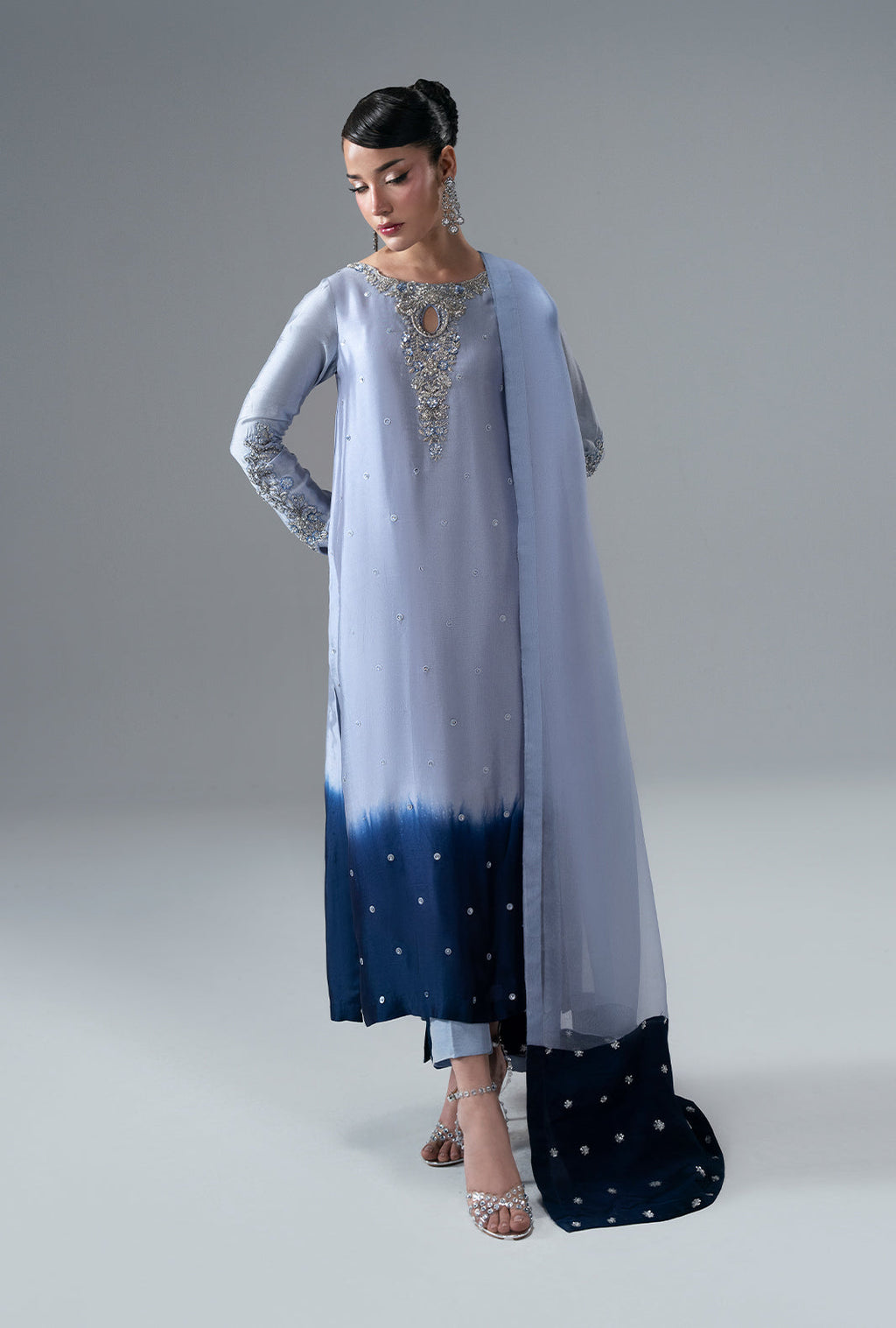 Sapphire Organza Pakistani Formal Dresses - AJR Couture - 3