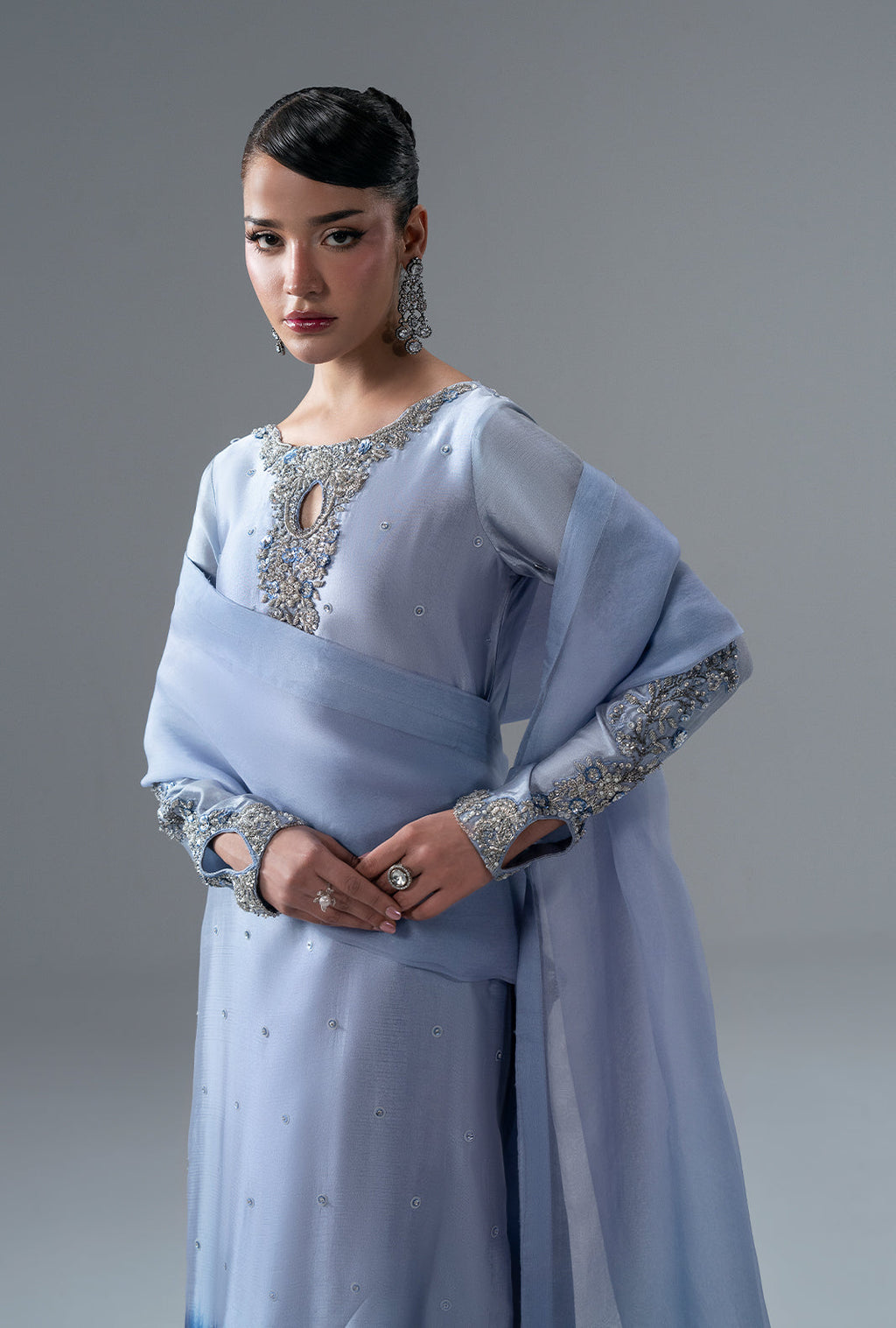 Sapphire Organza Pakistani Formal Dresses - AJR Couture - 4
