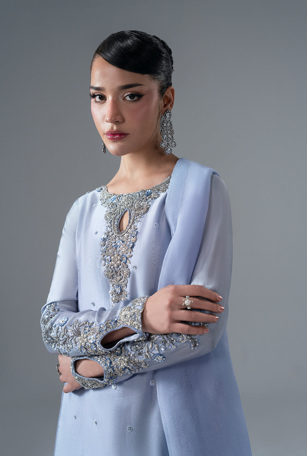 Sapphire Organza Pakistani Formal Dresses - AJR Couture - 9