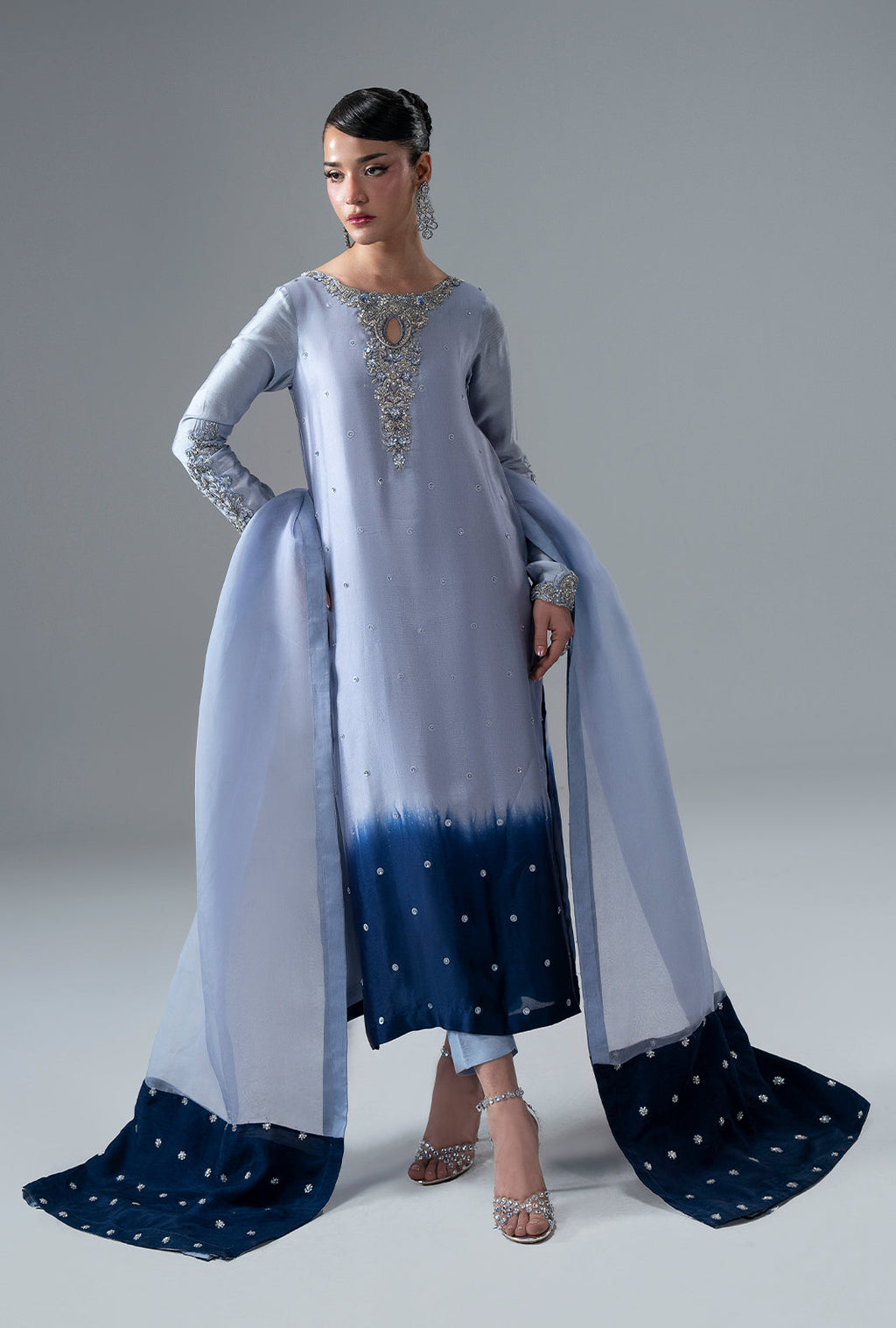Sapphire Organza Pakistani Formal Dresses - AJR Couture - 7