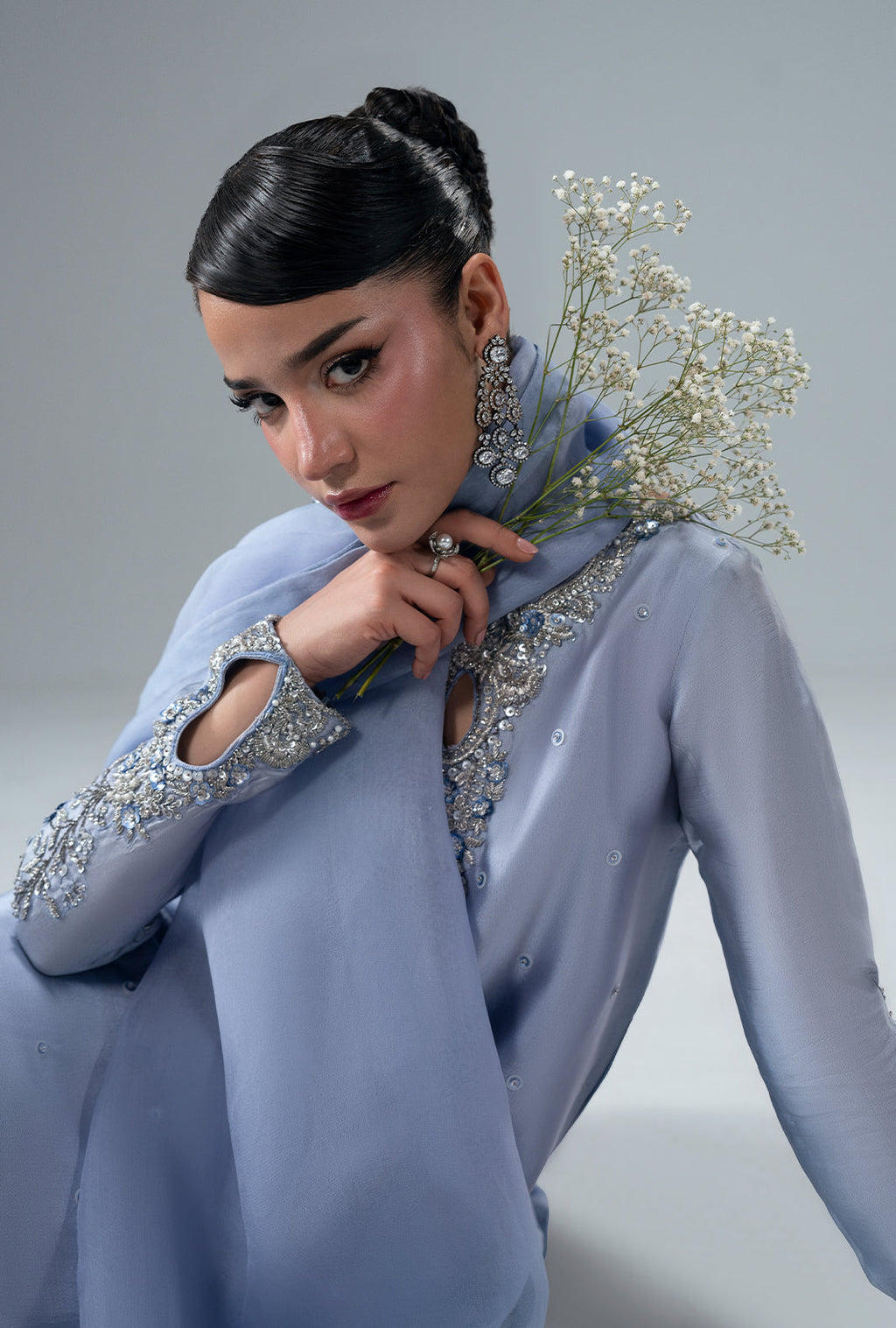 Sapphire Organza Pakistani Formal Dresses - AJR Couture - 10