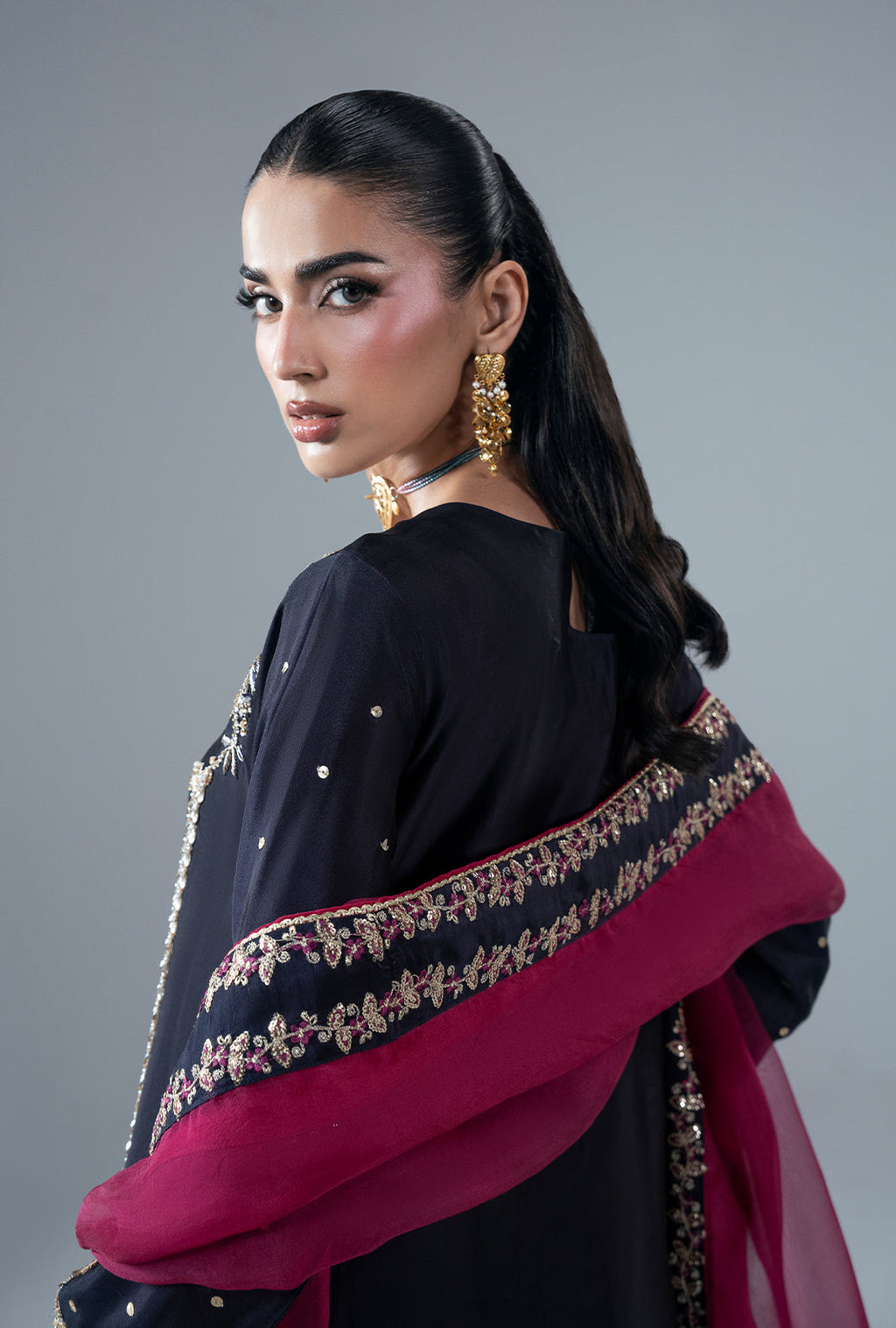 Scarlet Ruby Organza Pakistani Formal Dresses - AJR Couture - 8