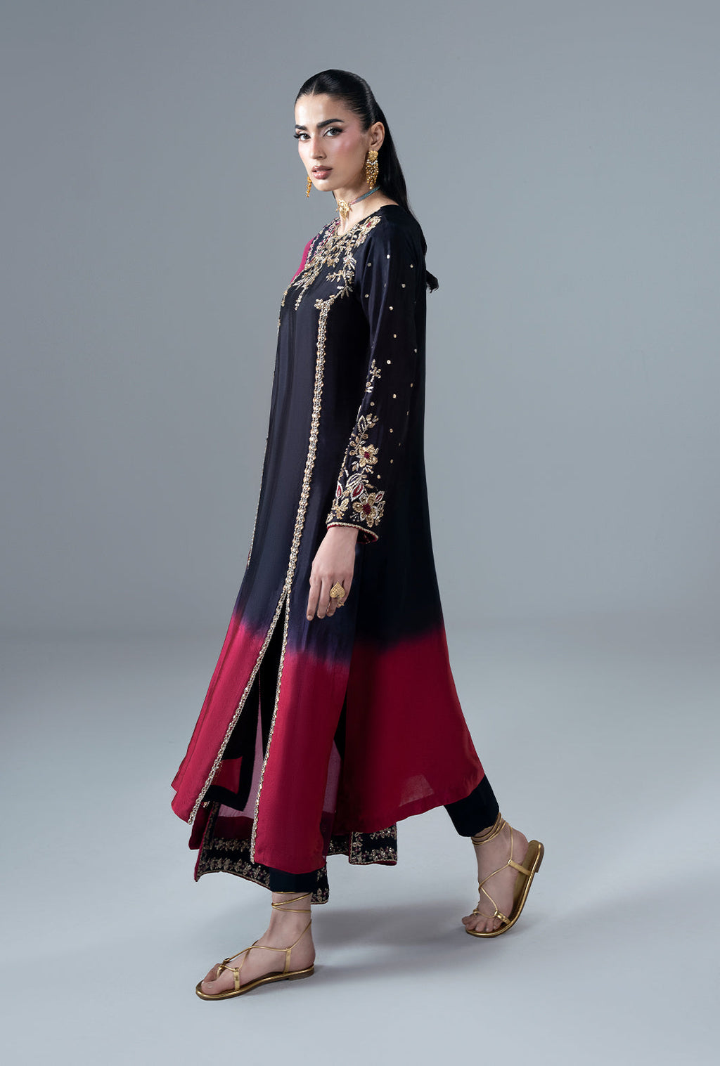 Scarlet Ruby Organza Pakistani Formal Dresses - AJR Couture - 5