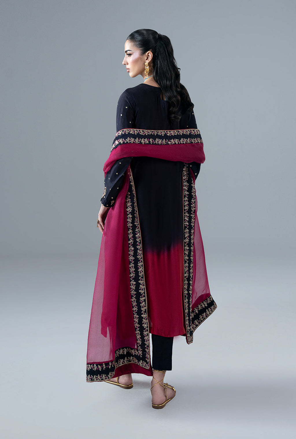 Scarlet Ruby Organza Pakistani Formal Dresses - AJR Couture - 2