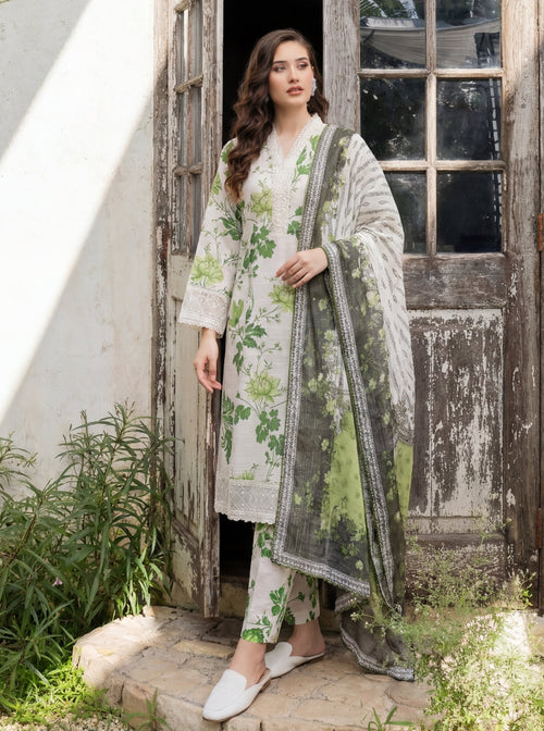 Abiha White Premium Fabric Pakistani Summer Dresses - Sahiba-clothing - 1