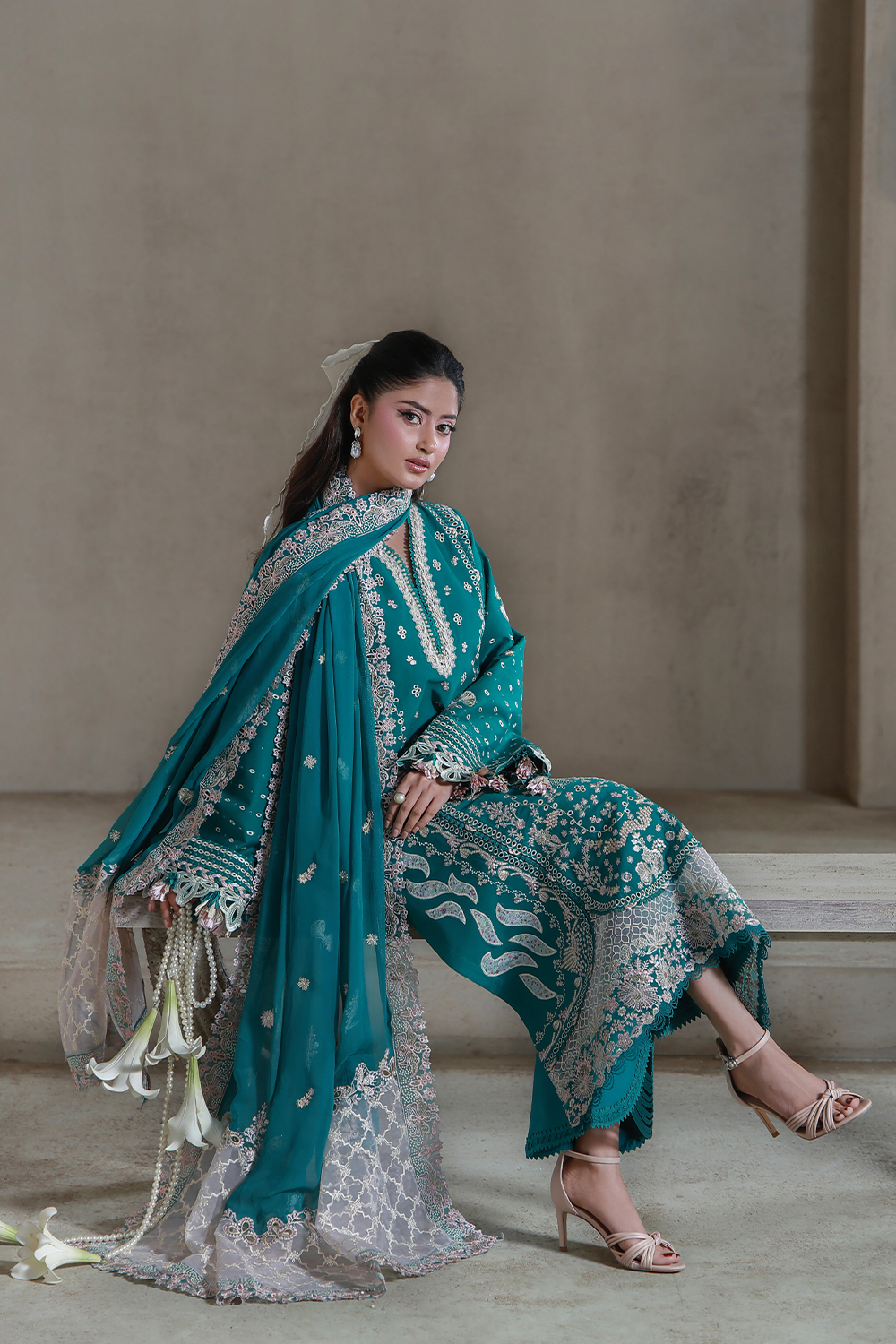 AYZEL (AL-07) Chiffon Pakistani Summer Dresses - aabyaan - 4