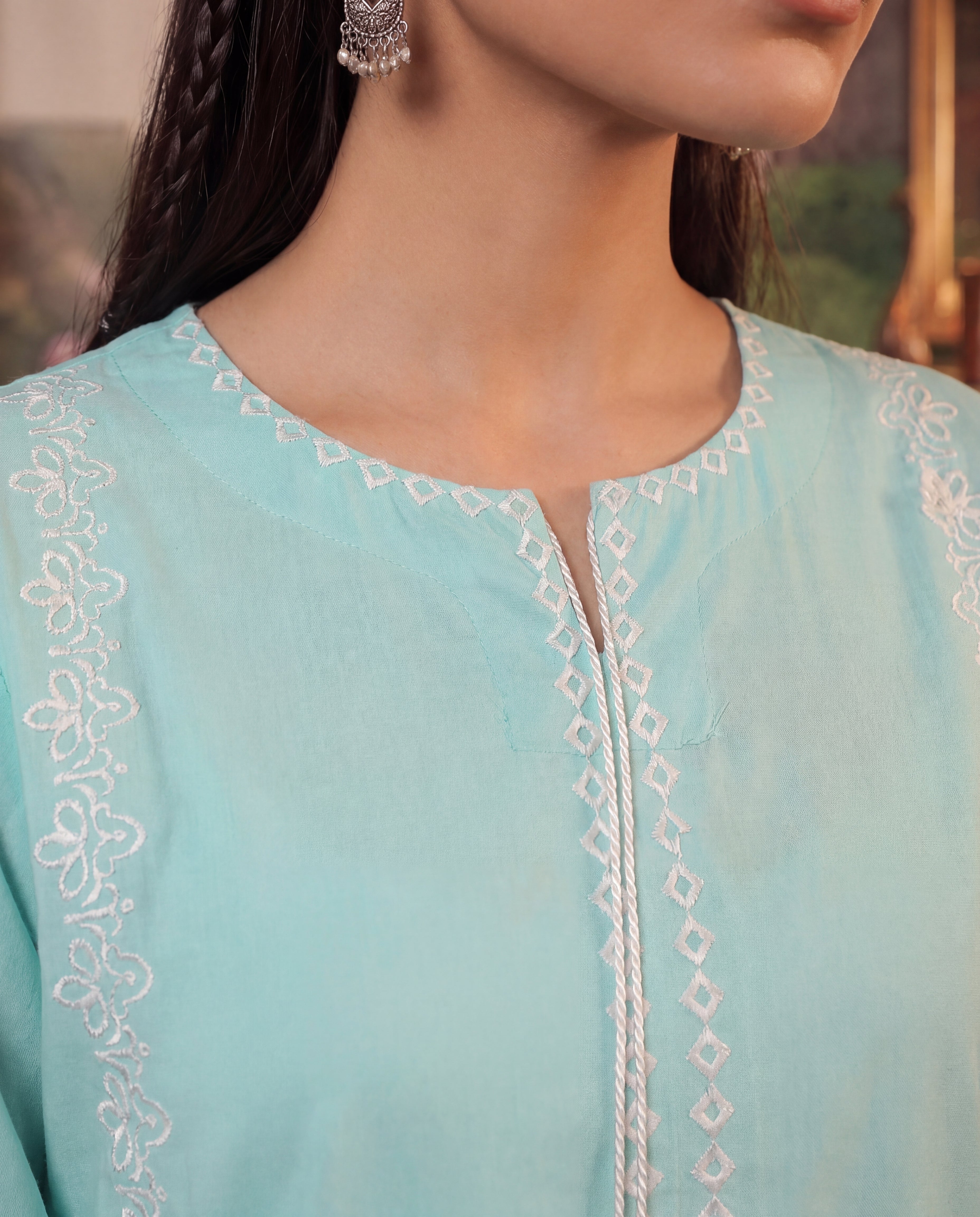Ashley Cyan Premium Fabric Pakistani Summer Dresses - Sahiba-clothing - 3