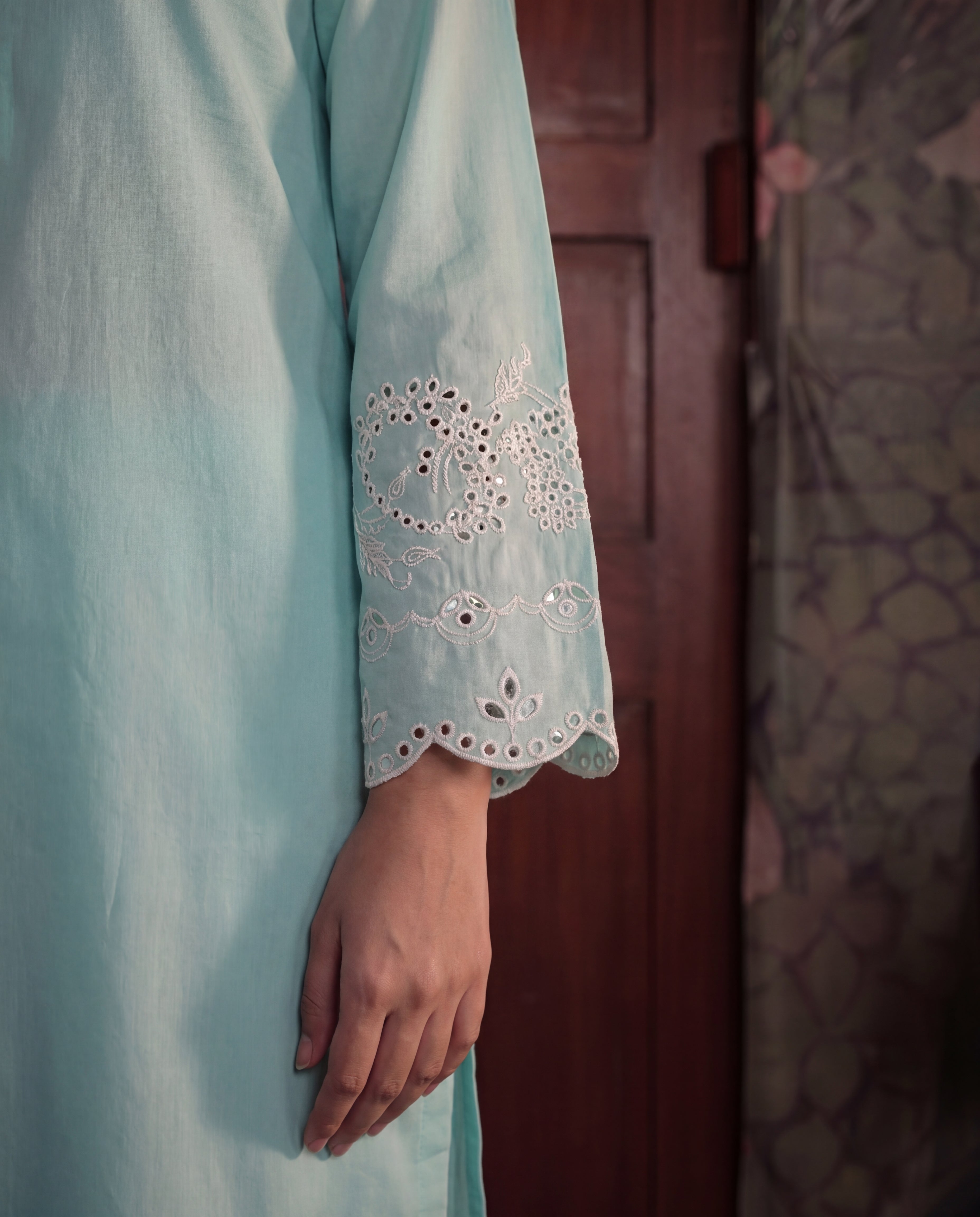 Ashley Cyan Premium Fabric Pakistani Summer Dresses - Sahiba-clothing - 4
