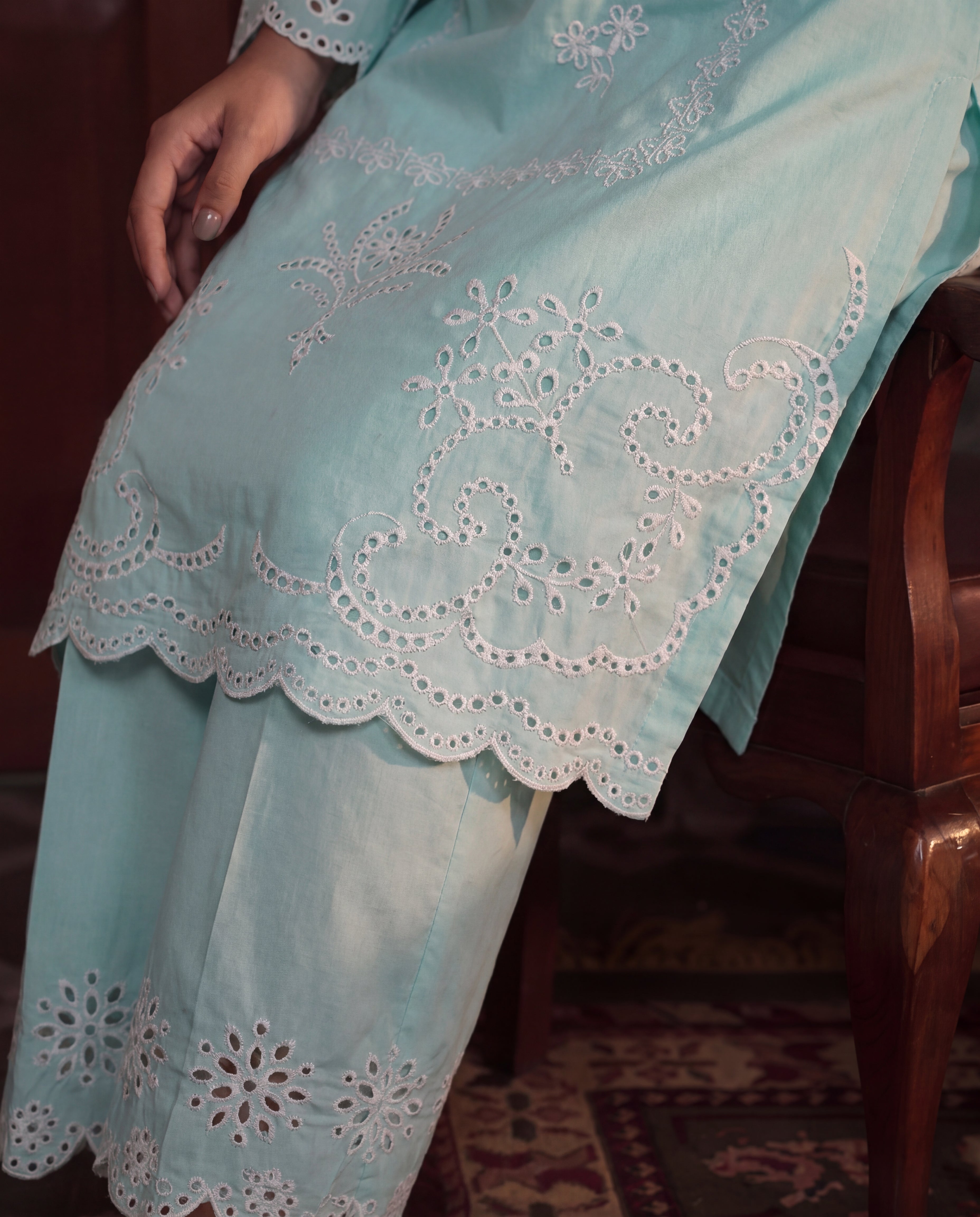Ashley Cyan Premium Fabric Pakistani Summer Dresses - Sahiba-clothing - 6