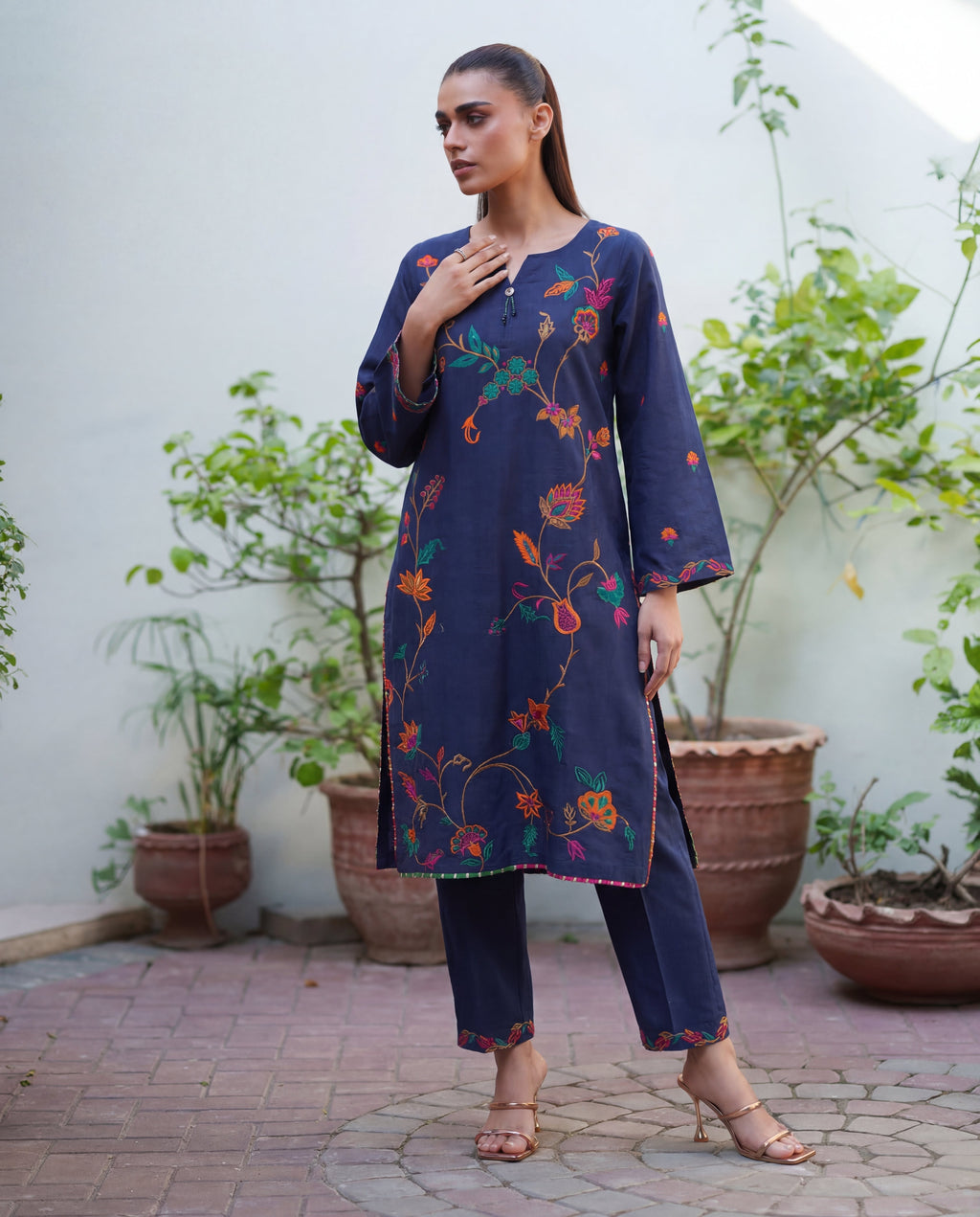 Aspiration Blue Premium Fabric Pakistani Summer Dresses - Sahiba-clothing - 1