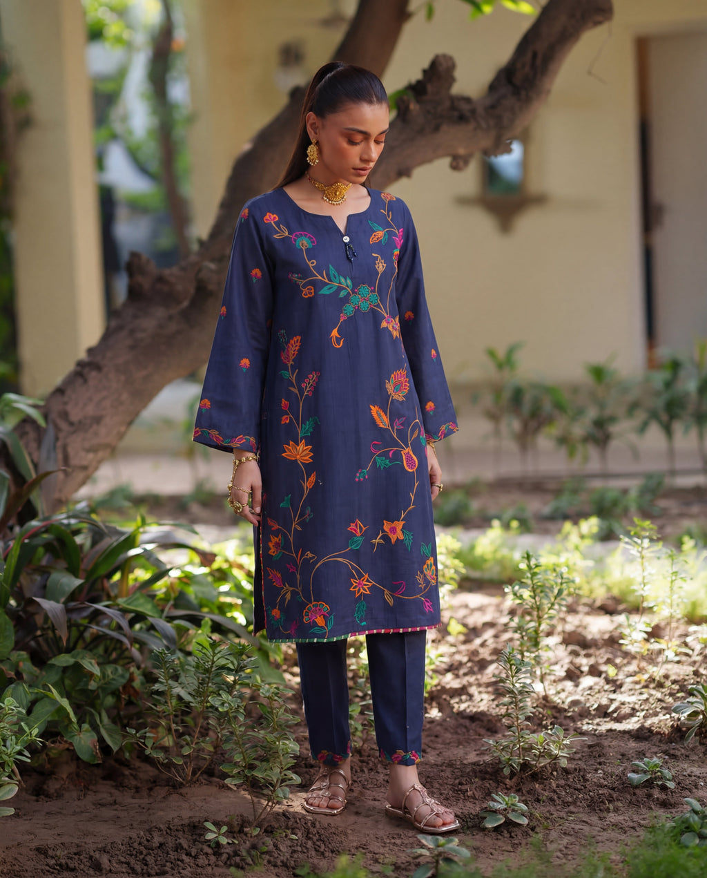 Aspiration Blue Premium Fabric Pakistani Summer Dresses - Sahiba-clothing - 5