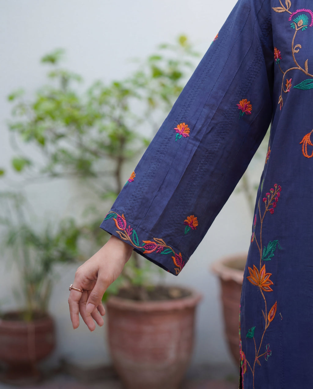 Aspiration Blue Premium Fabric Pakistani Summer Dresses - Sahiba-clothing - 3
