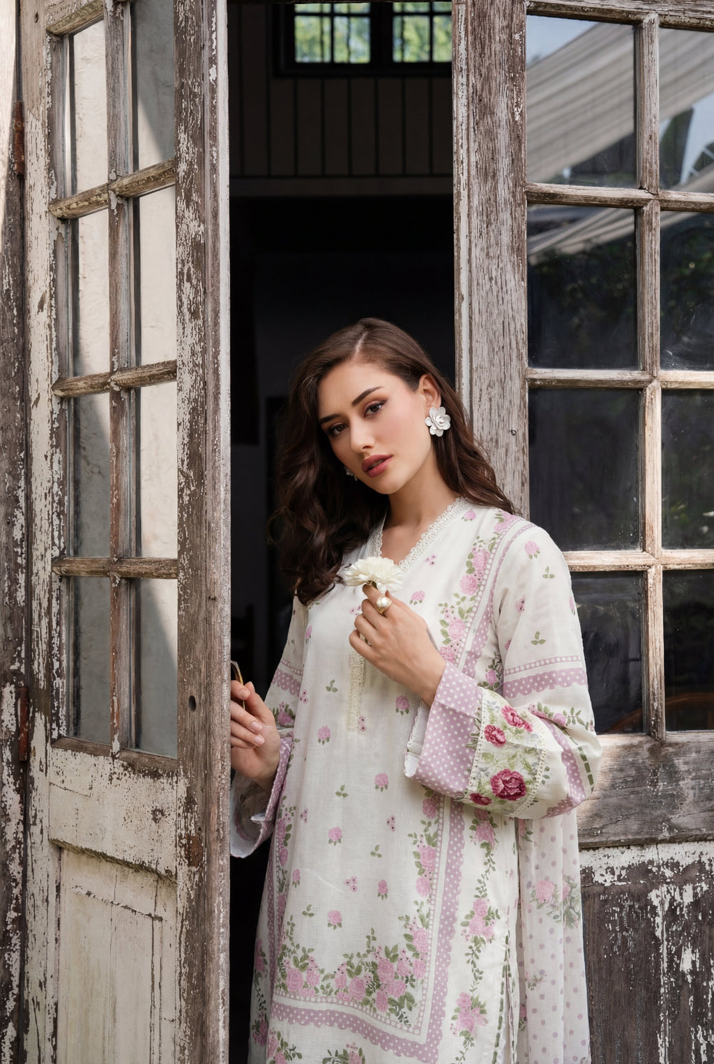 Ayla White Premium Fabric Pakistani Summer Dresses - Sahiba-clothing - 4