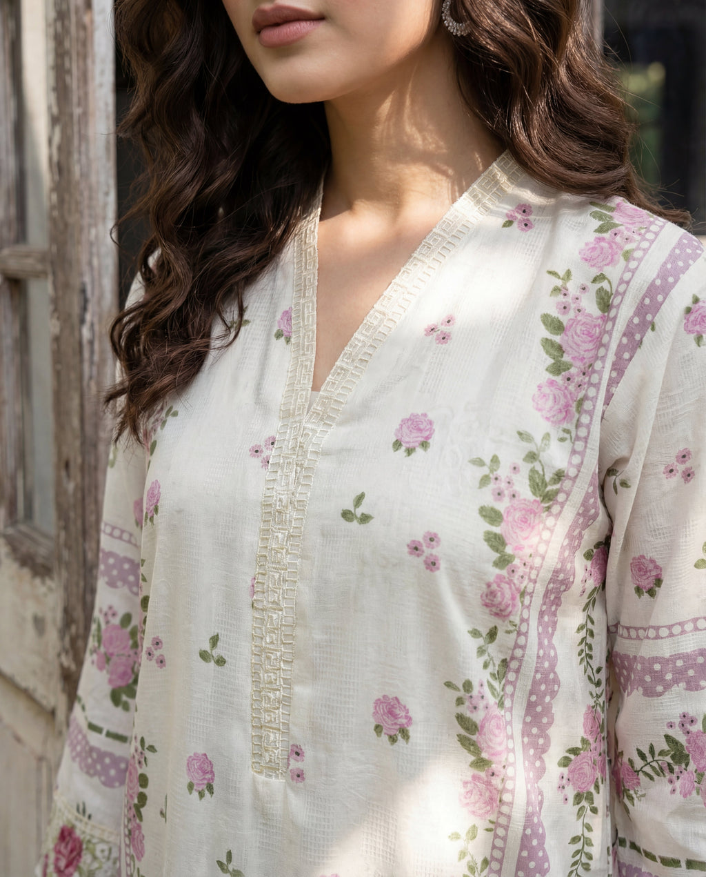 Ayla White Premium Fabric Pakistani Summer Dresses - Sahiba-clothing - 2