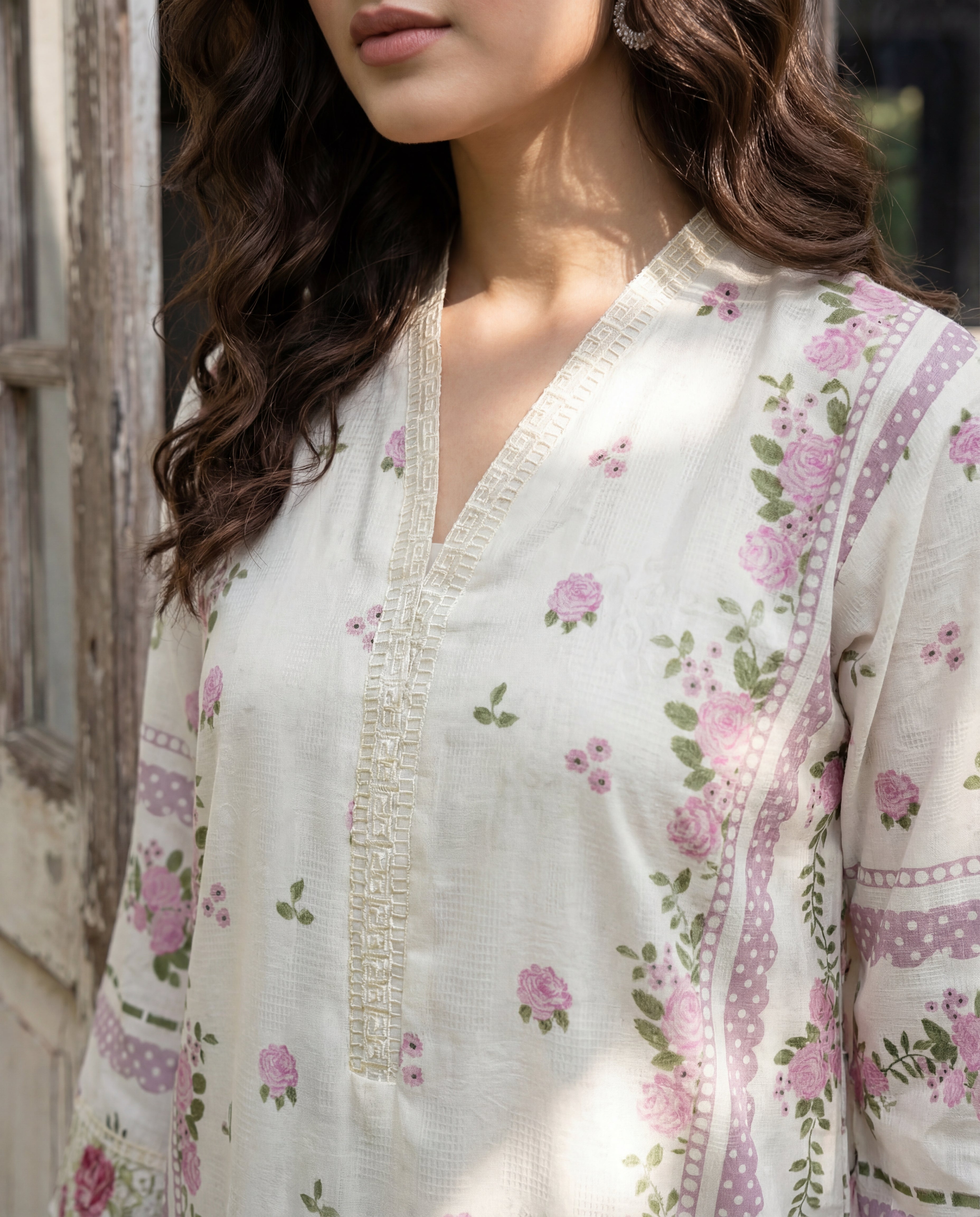 Ayla White Premium Fabric Pakistani Summer Dresses - Sahiba-clothing - 2