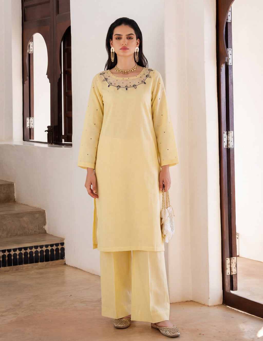 Azmira Lemon Premium Fabric Pakistani Summer Dresses - Sahiba-clothing - 1