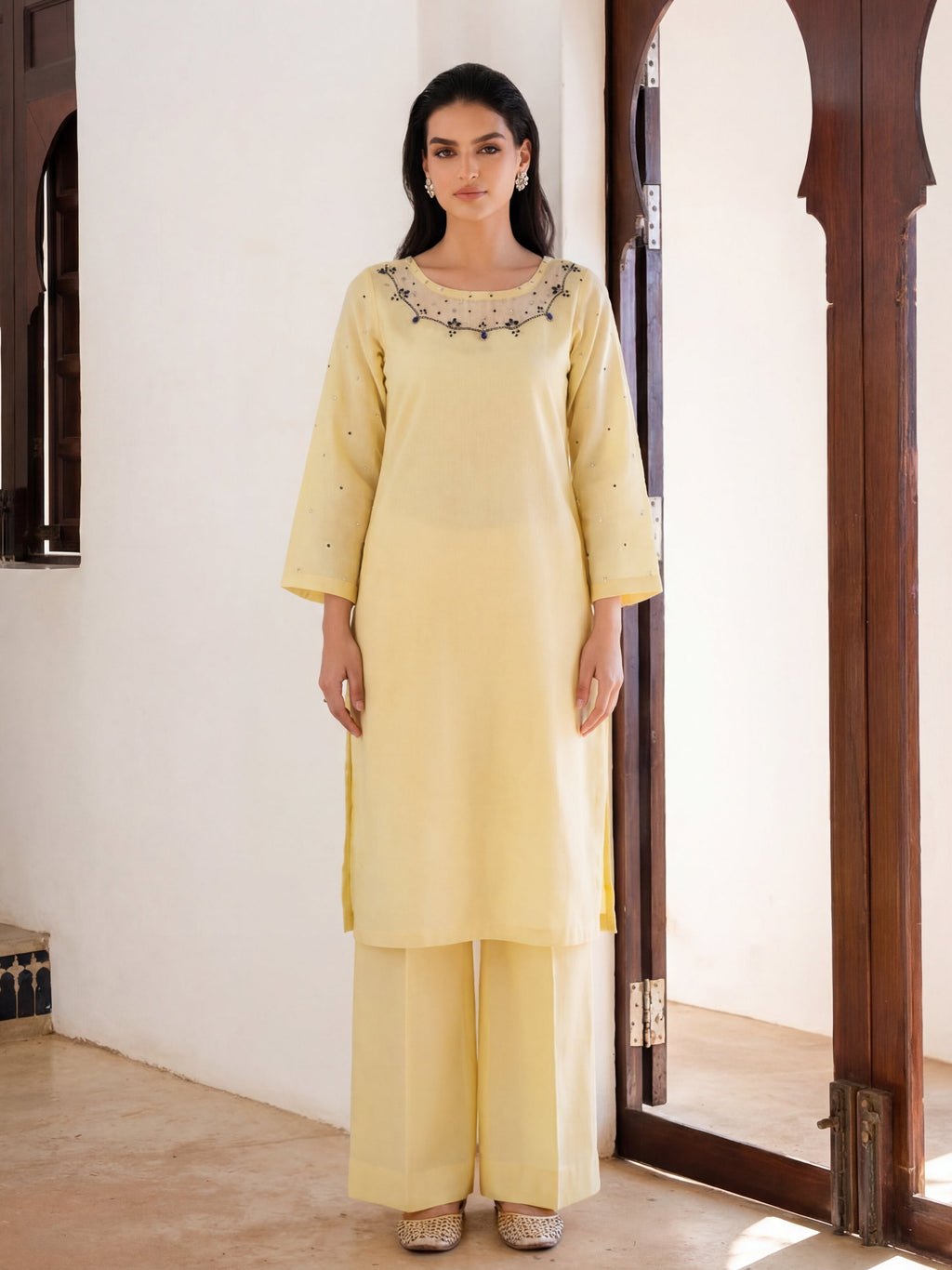 Azmira Lemon Premium Fabric Pakistani Summer Dresses - Sahiba-clothing - 5