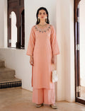 Azmira Peach Premium Fabric Pakistani Summer Dresses - Sahiba-clothing - 1