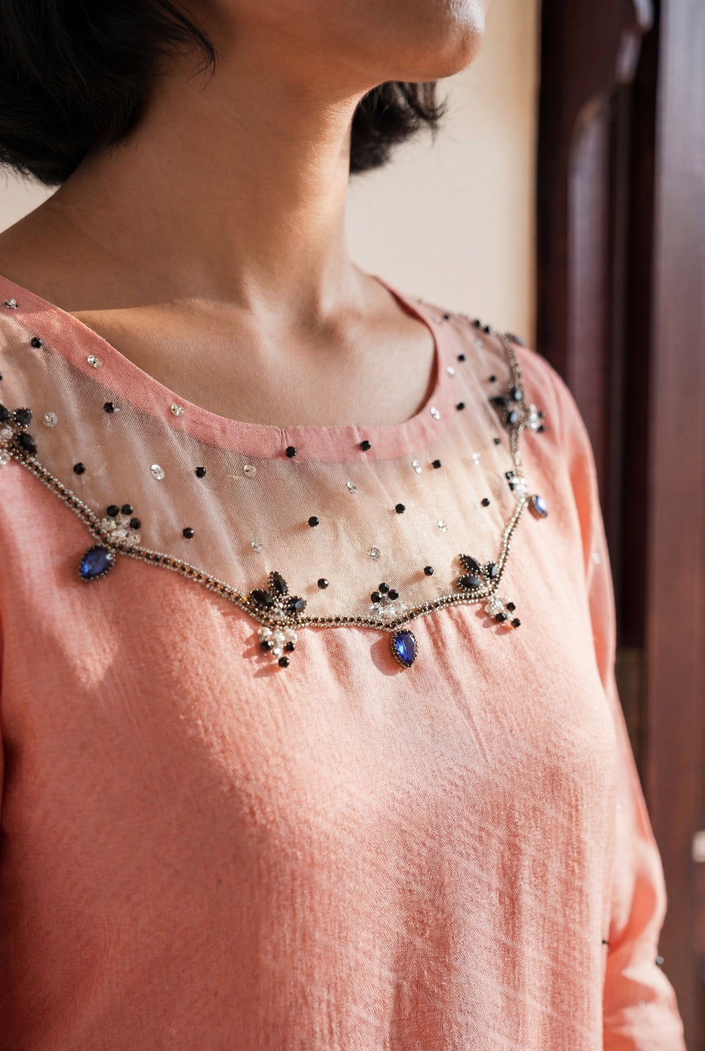 Azmira Peach Premium Fabric Pakistani Summer Dresses - Sahiba-clothing - 3
