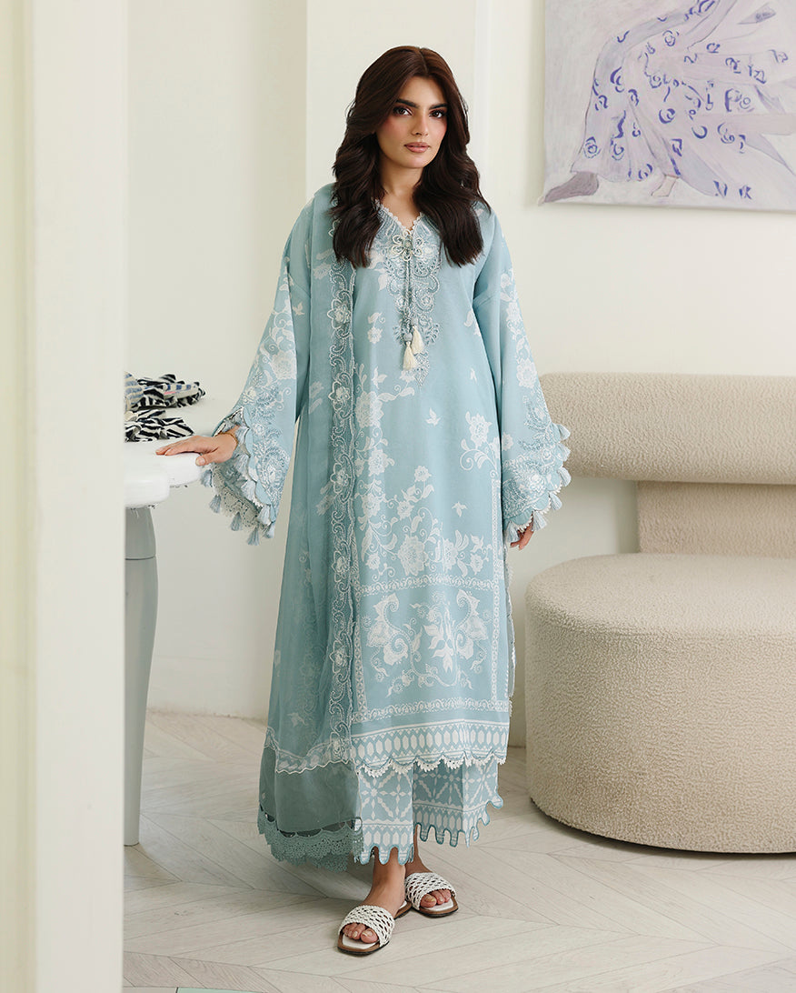 Azure Botanica Organza Women Clothing - Roheenaz - 1