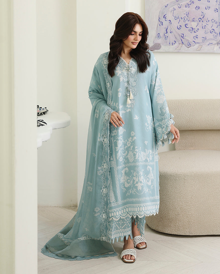 Azure Botanica Organza Women Clothing - Roheenaz - 5