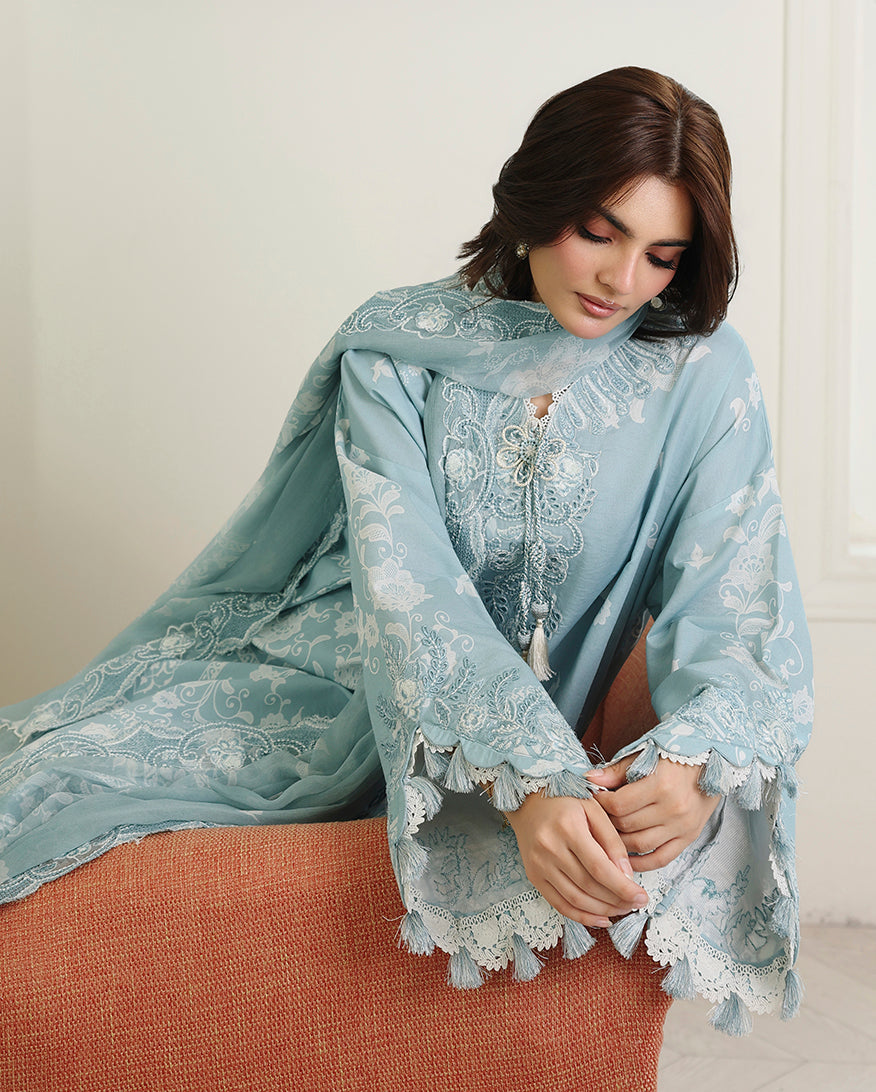 Azure Botanica Organza Women Clothing - Roheenaz - 3