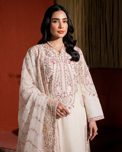 Basanti white Premium Fabric Pakistani Summer Dresses - Sahiba-clothing - 2