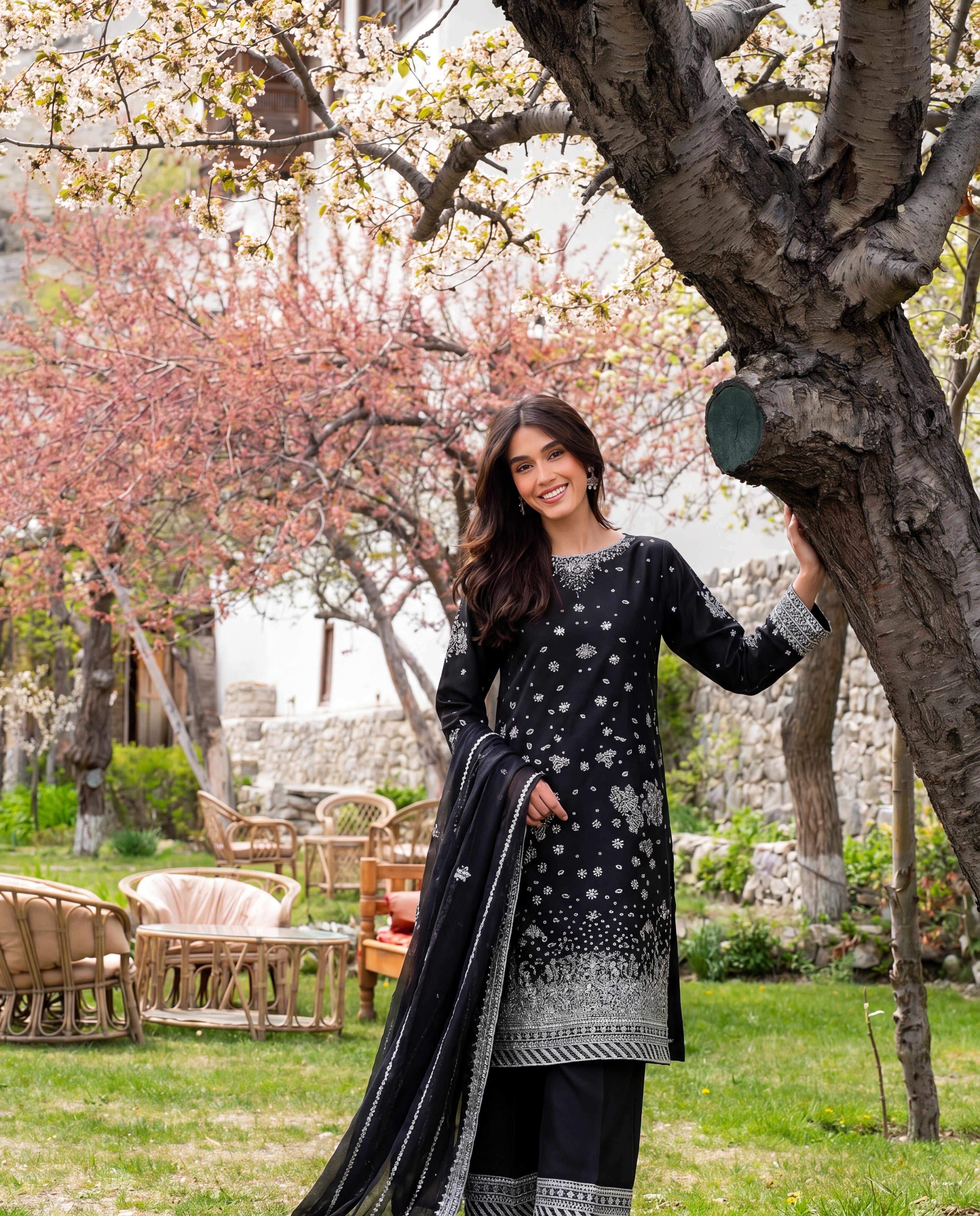 Bilonara - Black Premium Fabric Pakistani Summer Dresses - Sahiba-clothing - 3