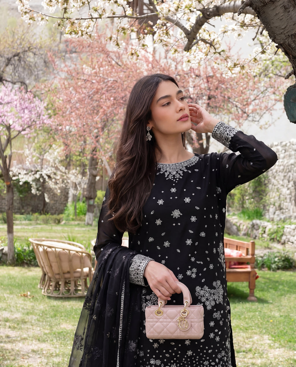 Bilonara - Black Premium Fabric Pakistani Summer Dresses - Sahiba-clothing - 2