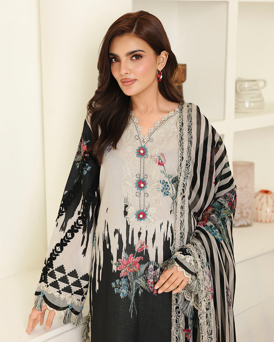Black Petals Organza Women Clothing - Roheenaz - 4