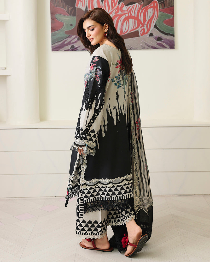 Black Petals Organza Women Clothing - Roheenaz - 3