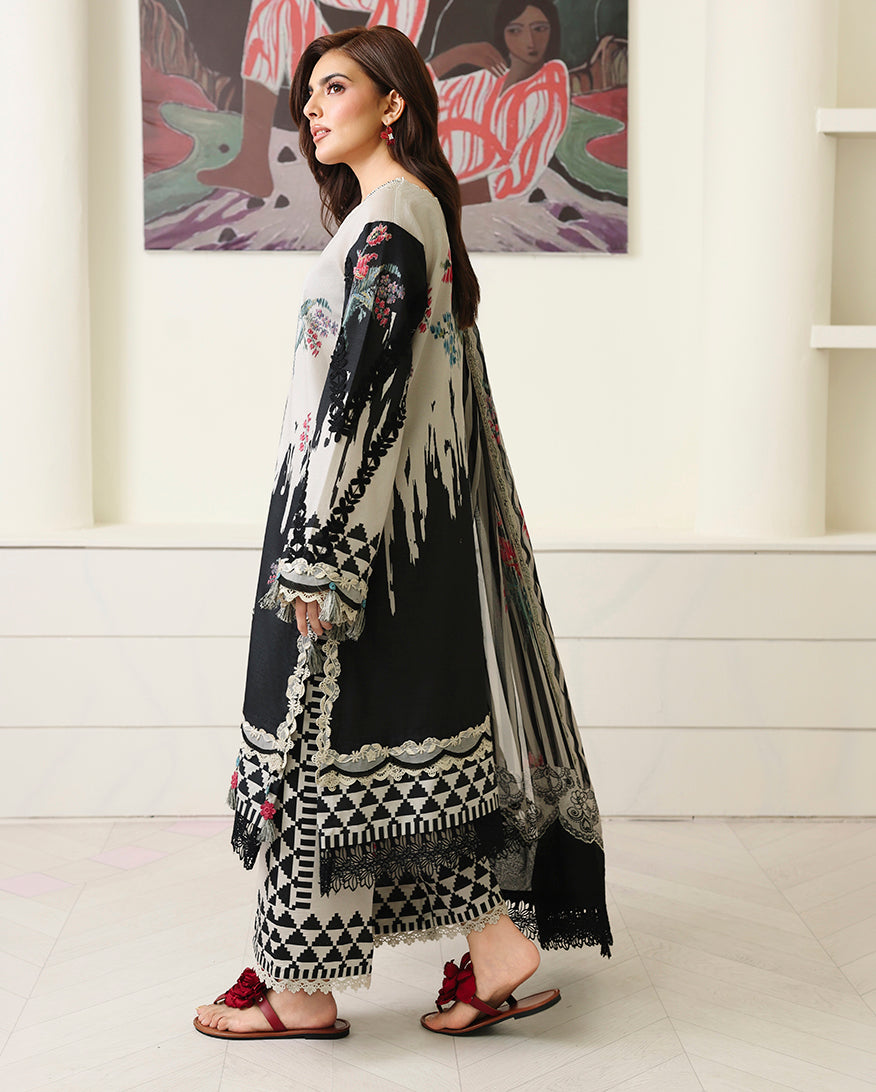 Black Petals Organza Women Clothing - Roheenaz - 2