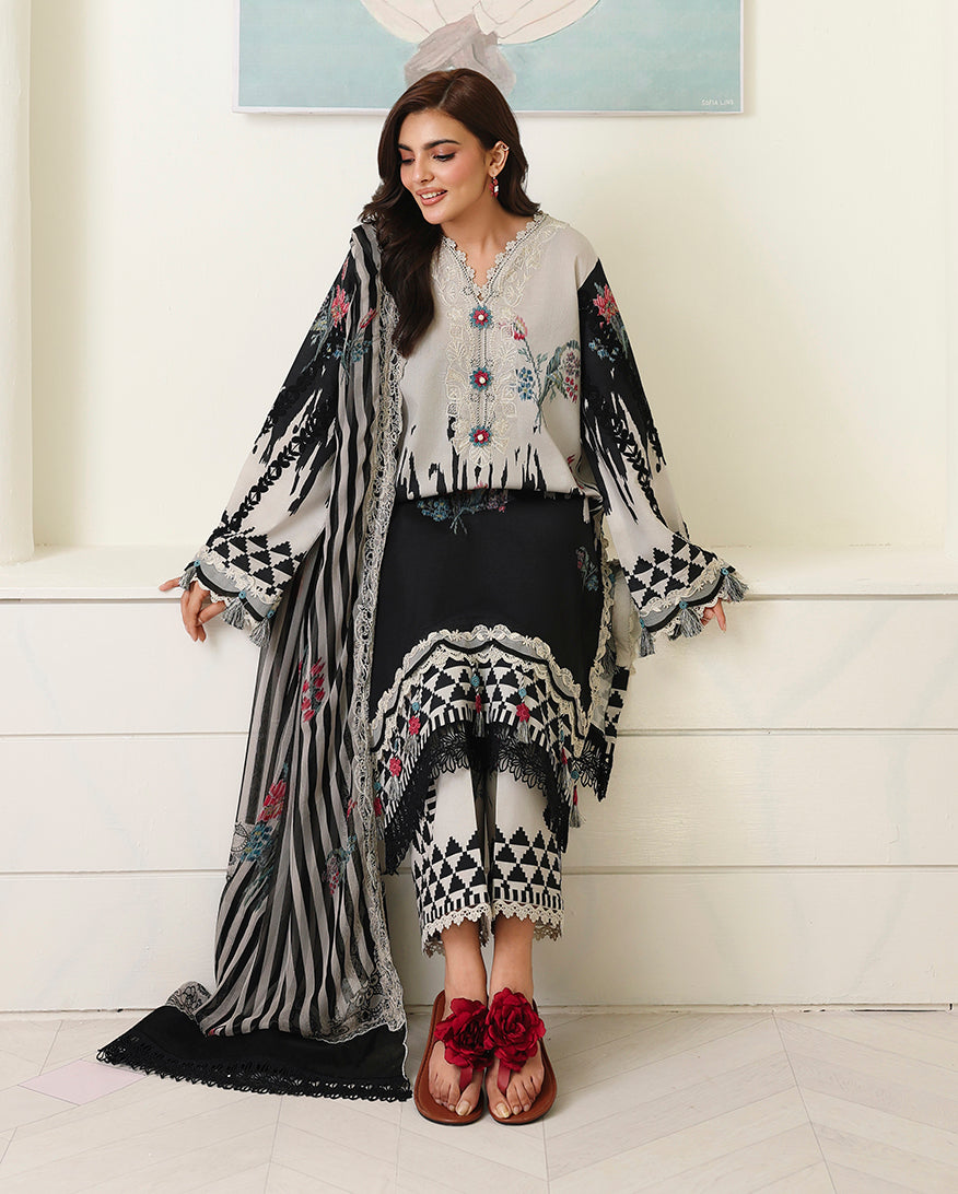 Black Petals Organza Women Clothing - Roheenaz - 5