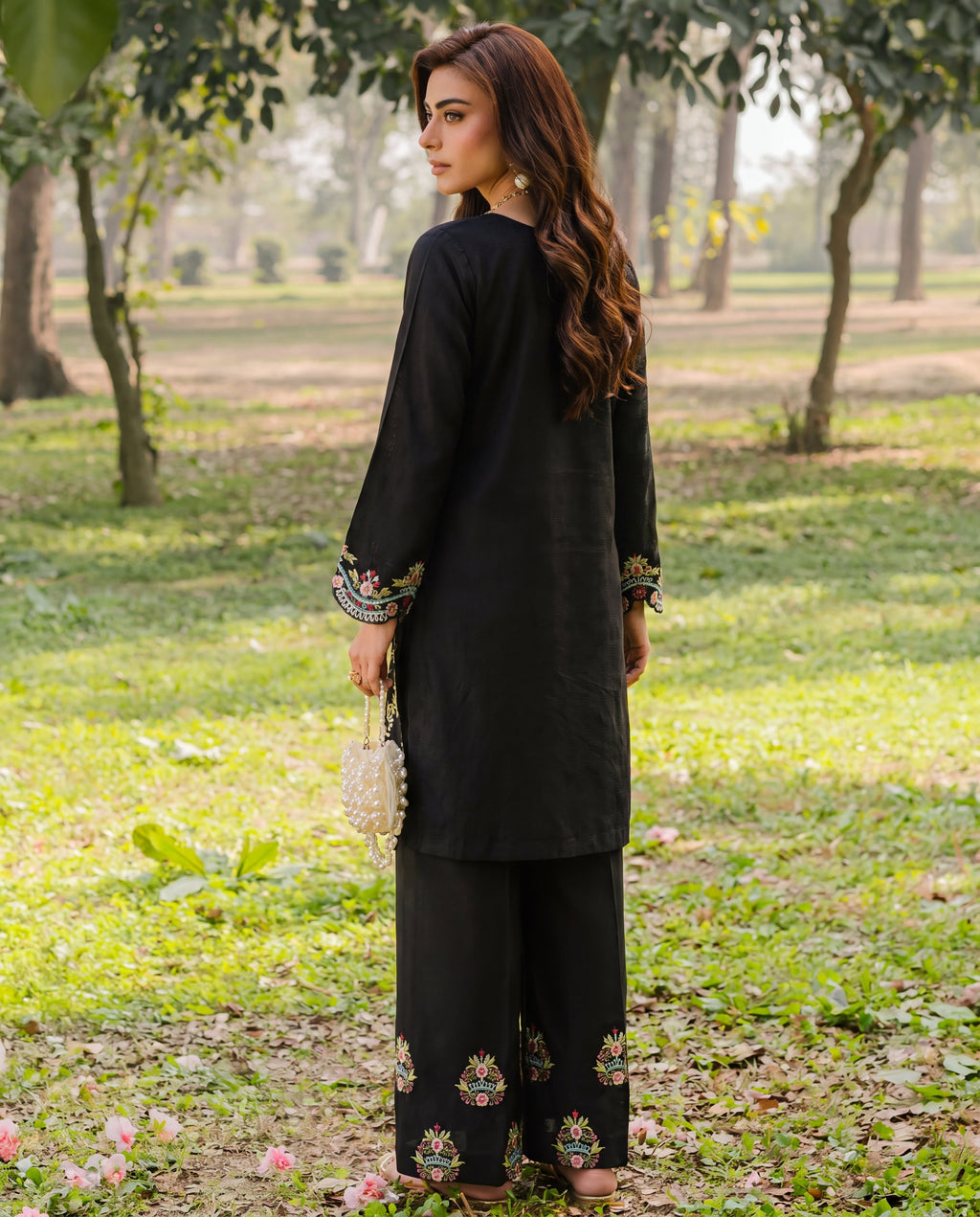 Carnation Black Premium Fabric Pakistani Summer Dresses - Sahiba-clothing - 3