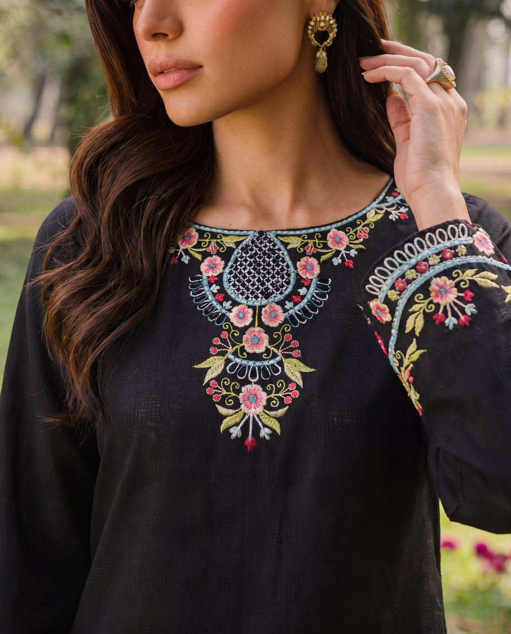 Carnation Black Premium Fabric Pakistani Summer Dresses - Sahiba-clothing - 2