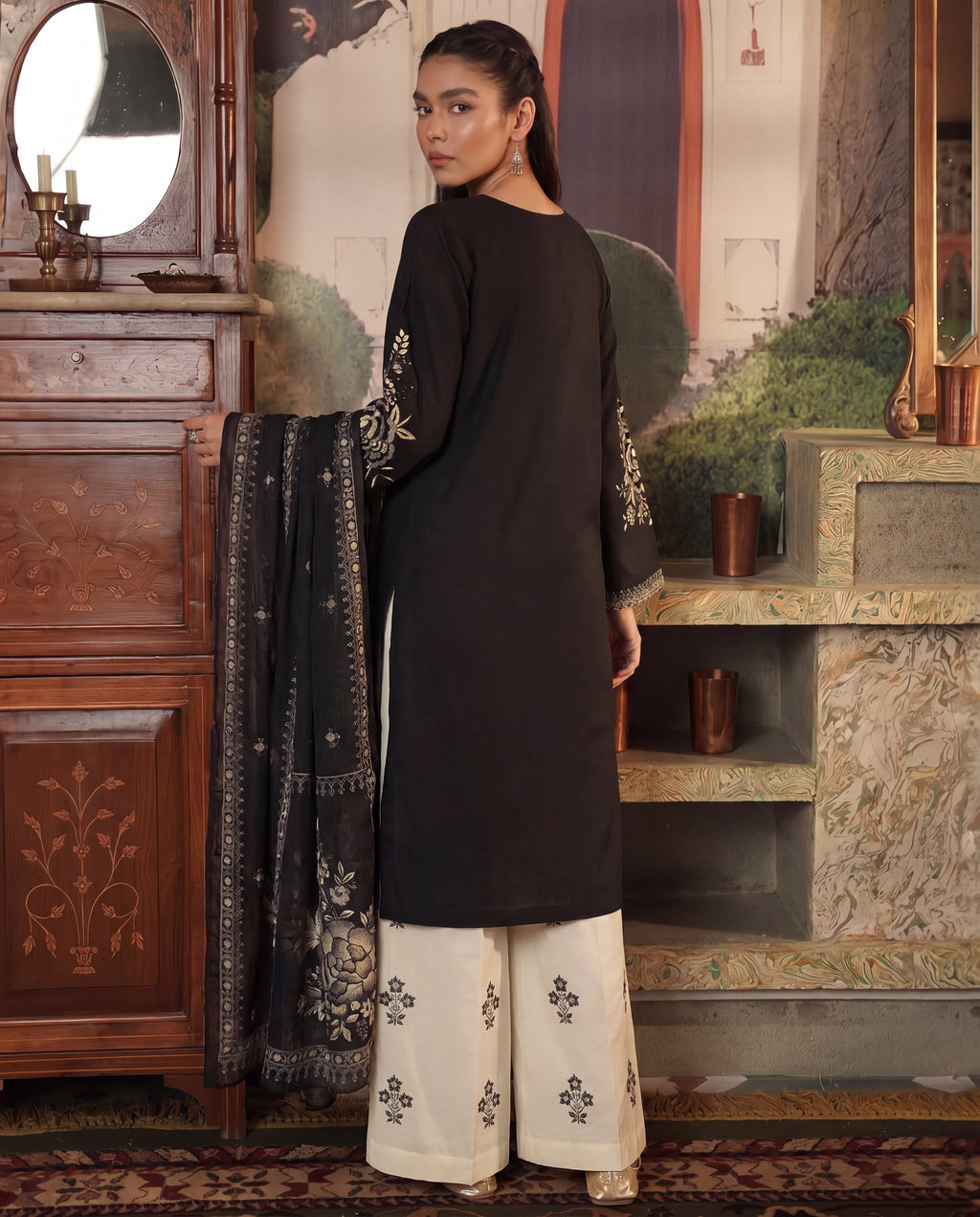 Celadon Black Premium Fabric Pakistani Summer Dresses - Sahiba-clothing - 4
