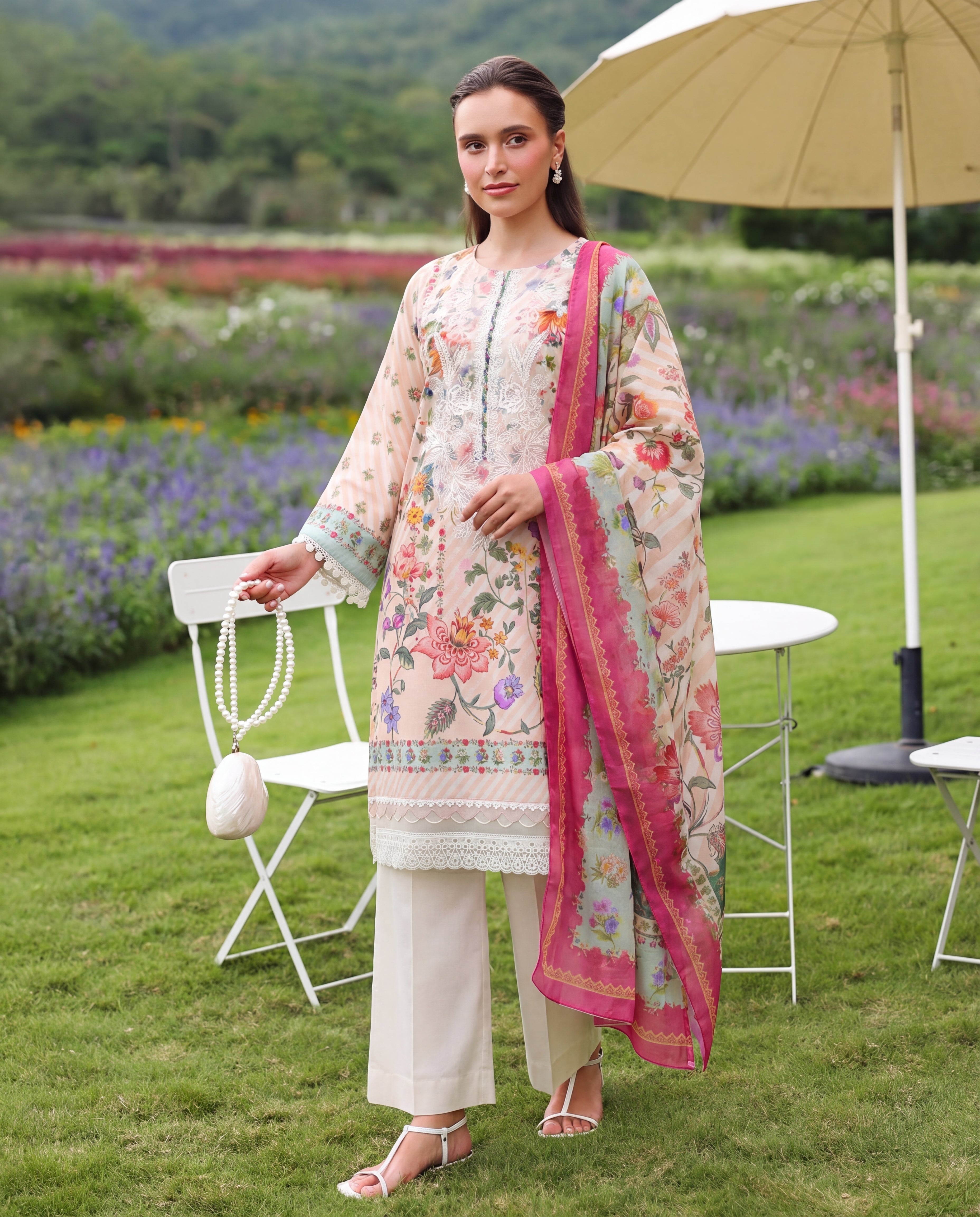 Cerise Premium Fabric Pakistani Summer Dresses - Sahiba-clothing - 1
