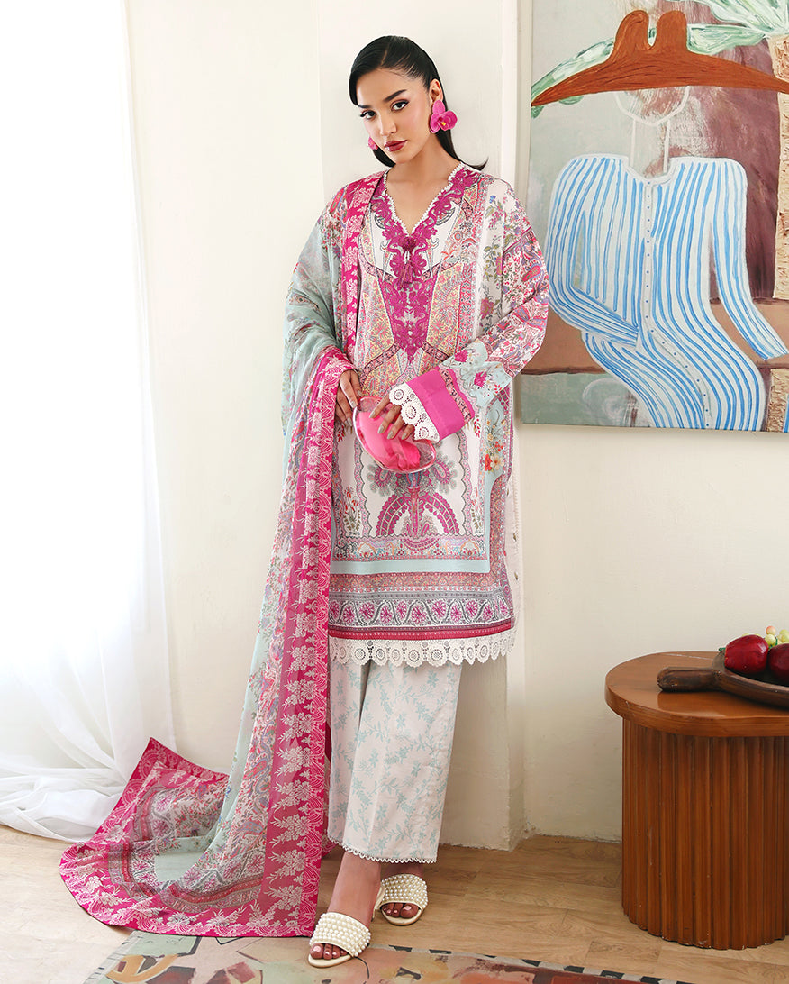 Coral Hibiscus Organza Women Clothing - Roheenaz - 1