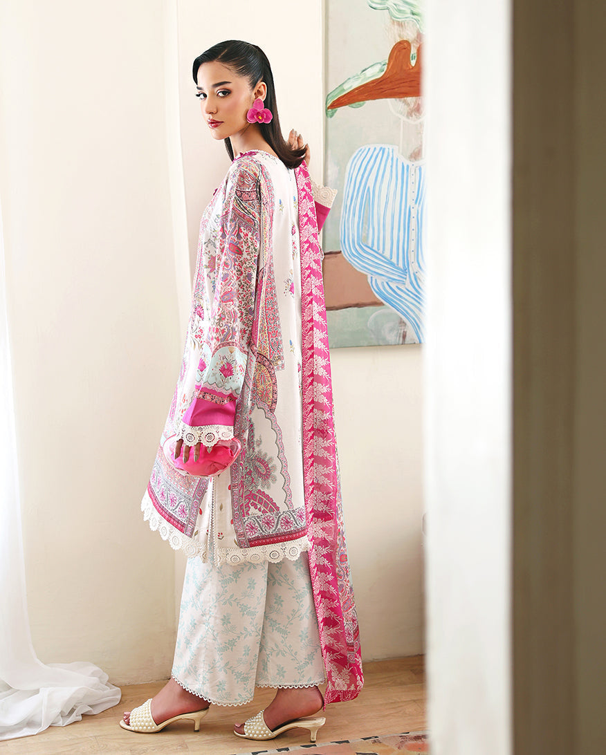 Coral Hibiscus Organza Women Clothing - Roheenaz - 2