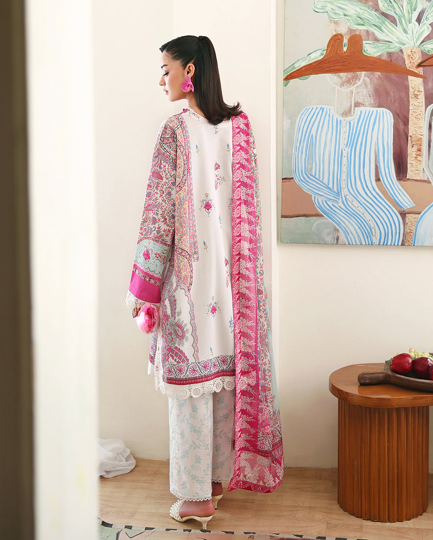 Coral Hibiscus Organza Women Clothing - Roheenaz - 3