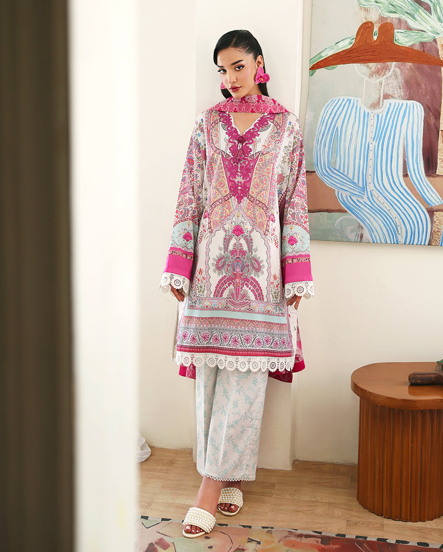 Coral Hibiscus Organza Women Clothing - Roheenaz - 8