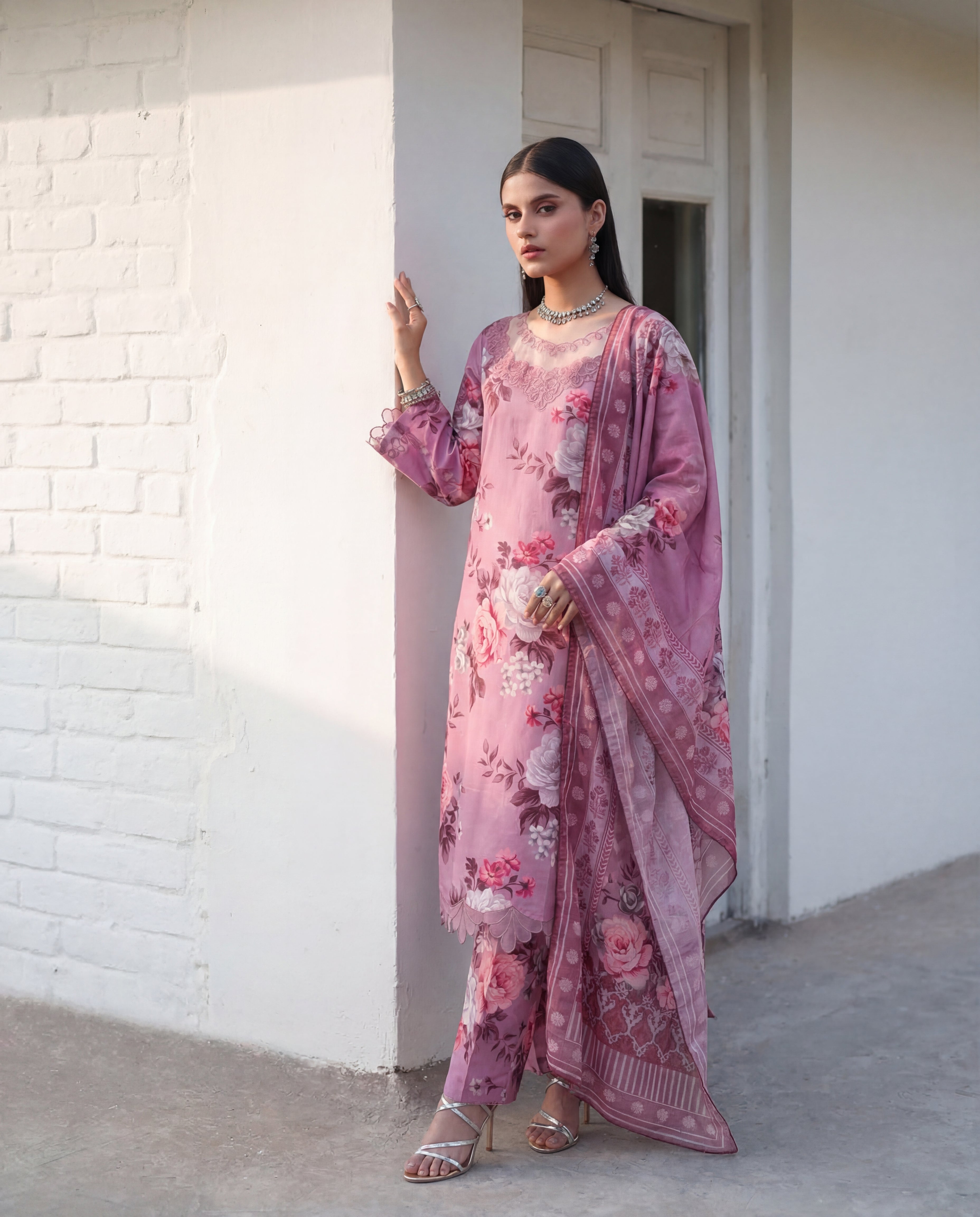 Courage - Pink Premium Fabric Pakistani Summer Dresses - Sahiba-clothing - 5
