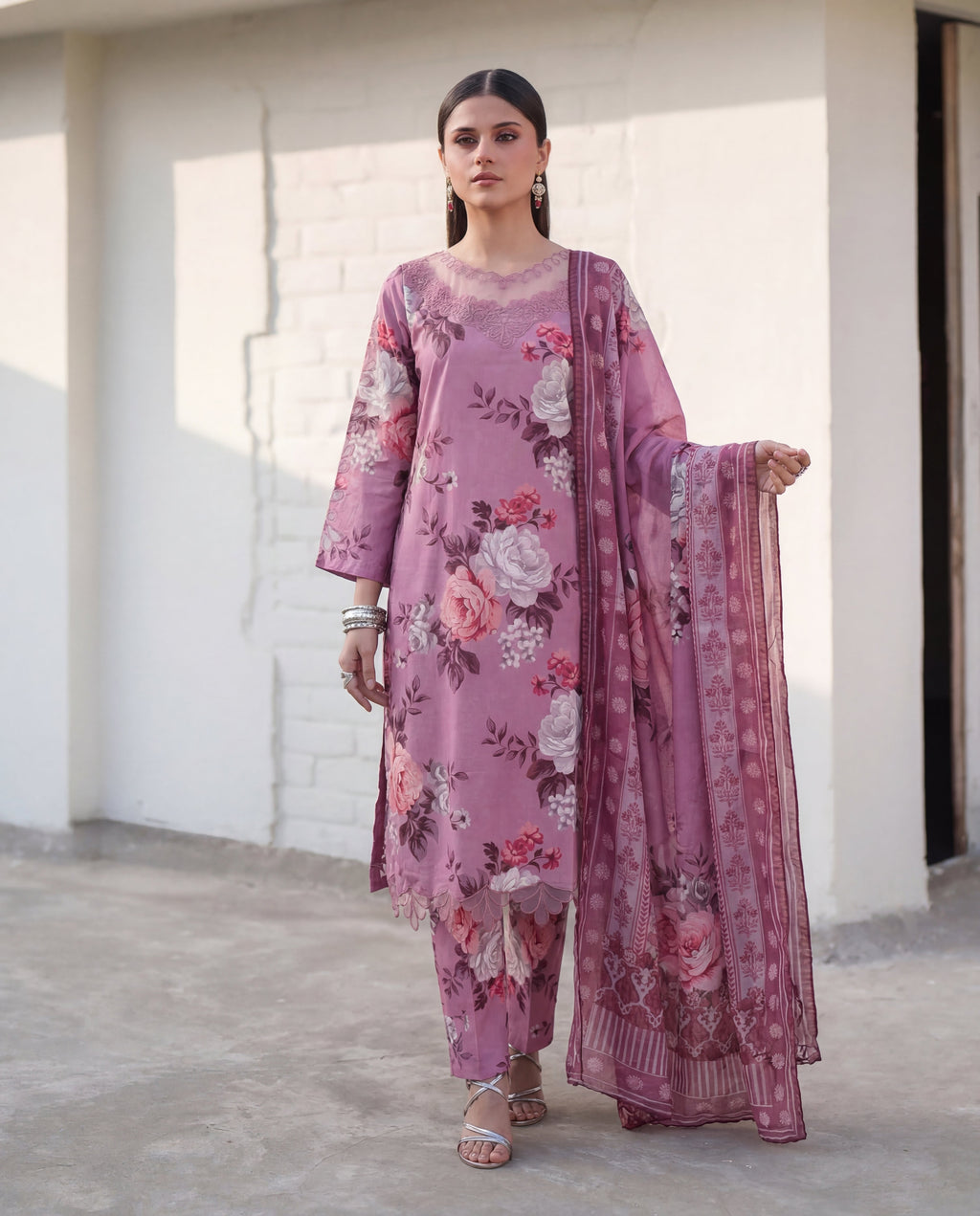 Courage - Pink Premium Fabric Pakistani Summer Dresses - Sahiba-clothing - 6
