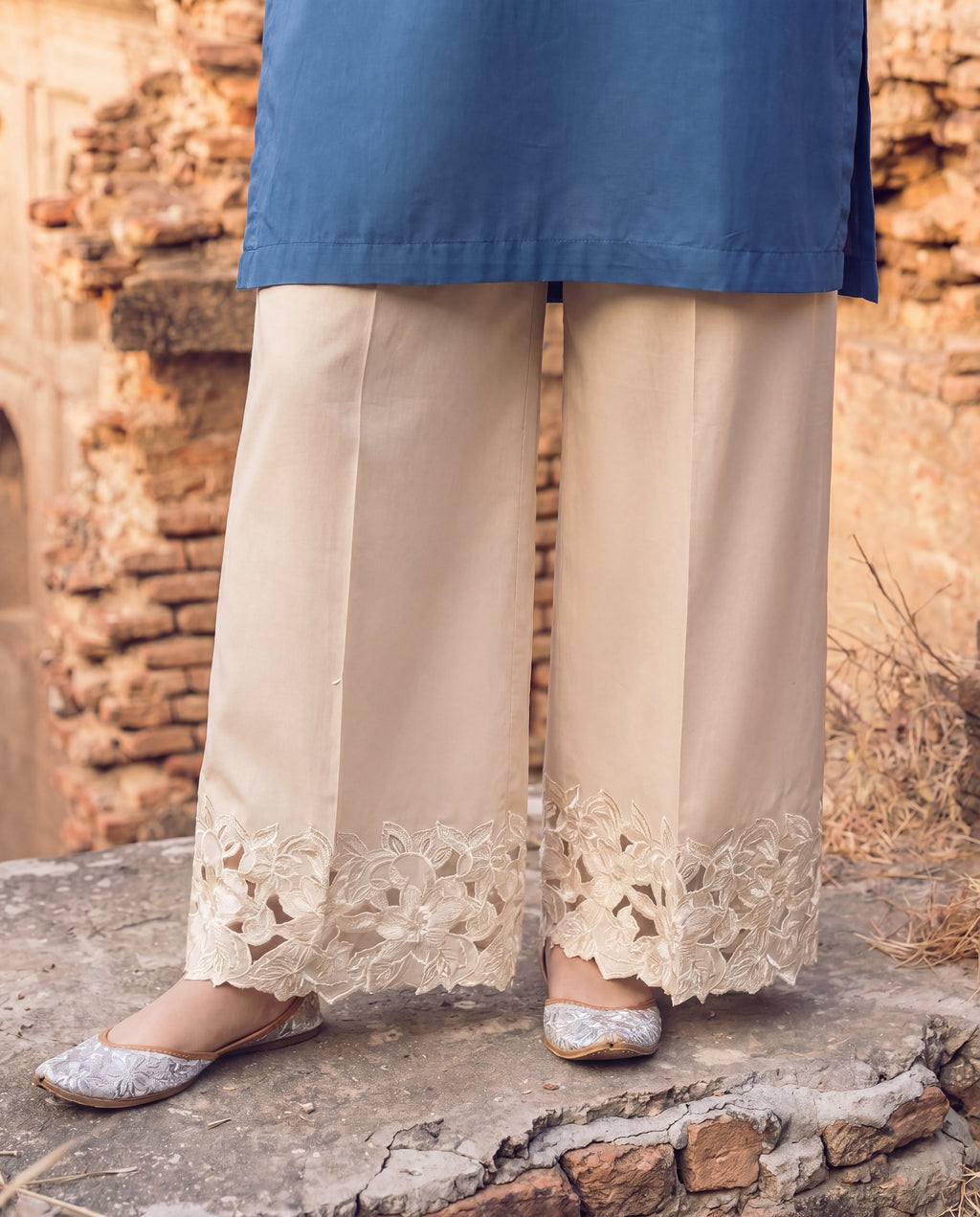 Creme Blue Lawn Pakistani Summer Dresses - Sahiba-clothing - 5