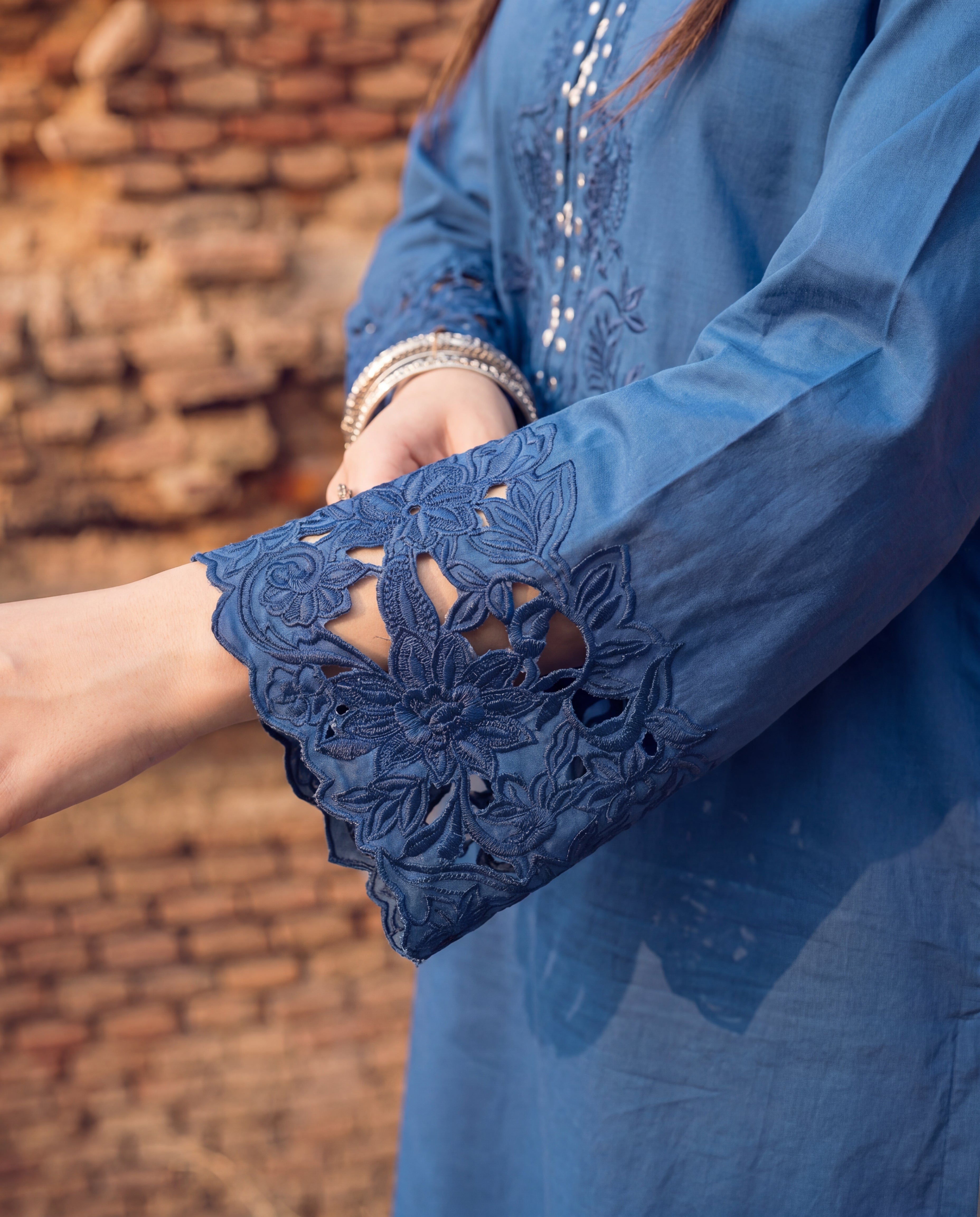 Creme Blue Lawn Pakistani Summer Dresses - Sahiba-clothing - 6