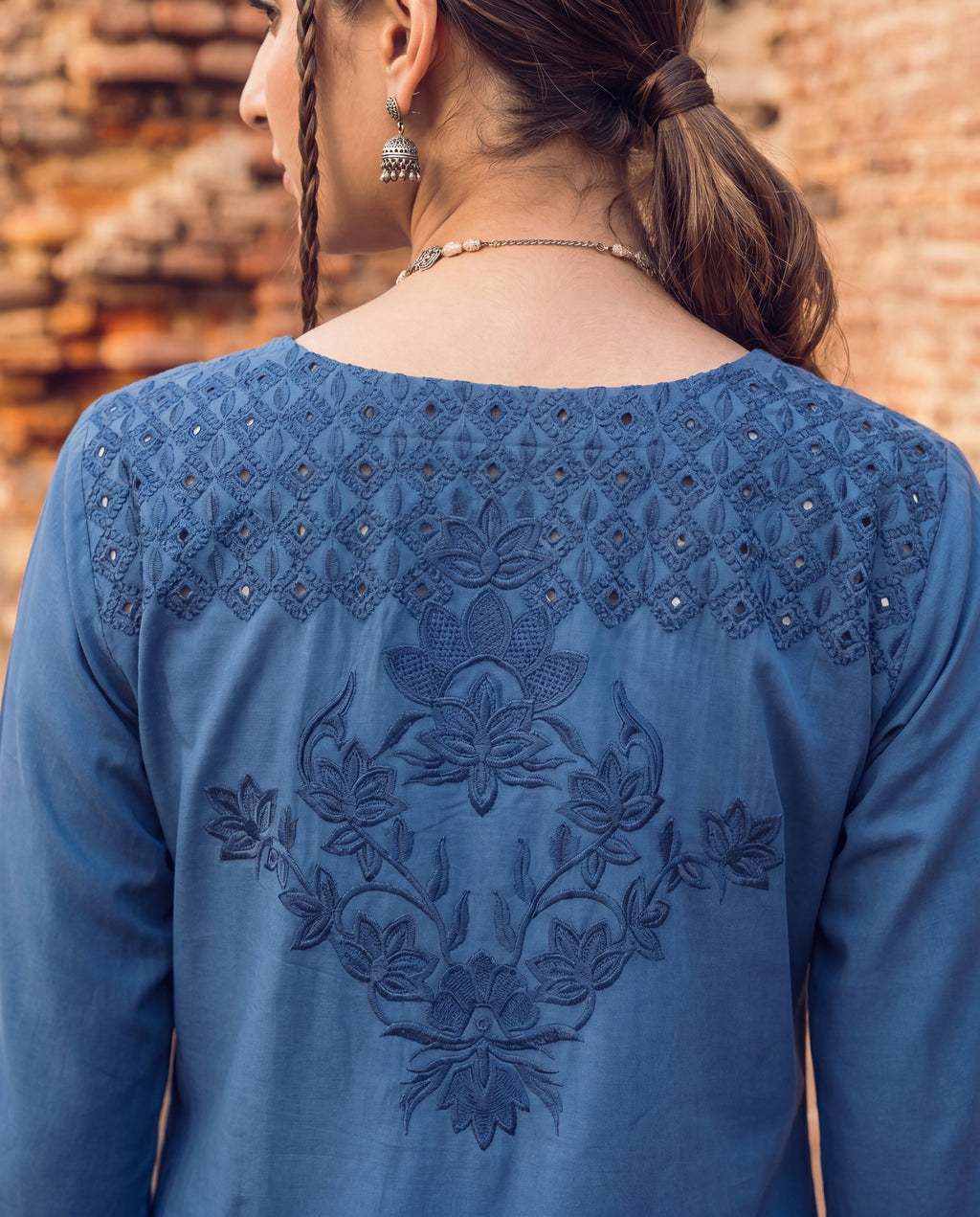 Creme Blue Lawn Pakistani Summer Dresses - Sahiba-clothing - 4